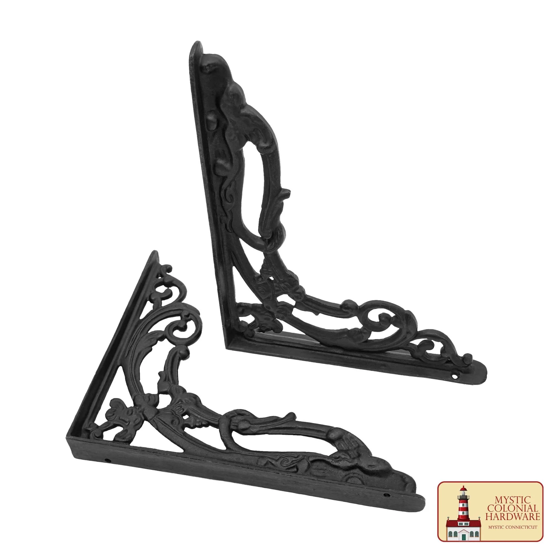 9" X 7.5" Soportes de Estante - Hierro Forjado Sólido Negro Victoriano, Colonial, Retro, Steampunck, Gótico, Barroco Medieval - Image 4