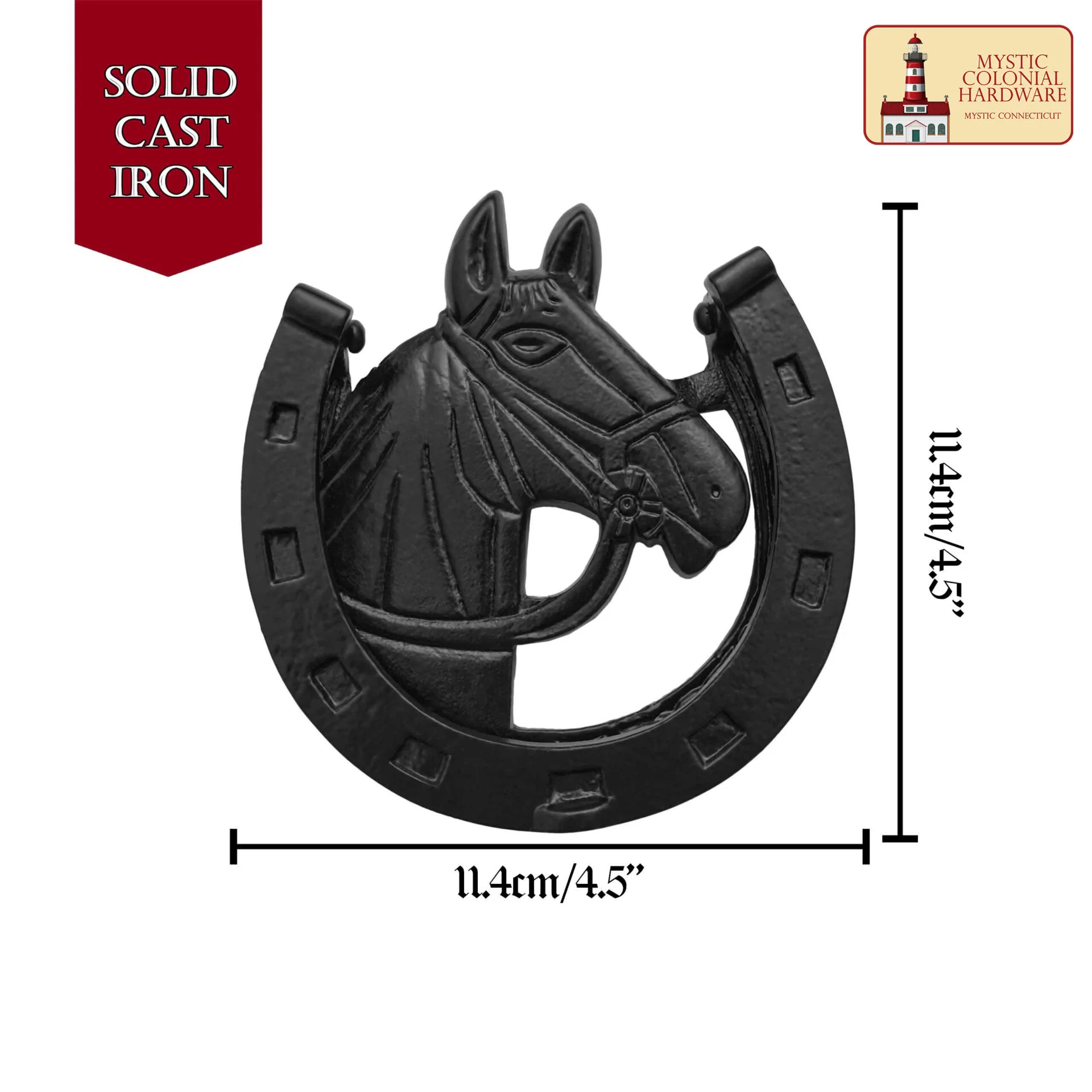 Aldaba de Hierro Forjado con Martillo de Caballo Antiguo Acabado Ennegrecido Al Aceite - Image 3