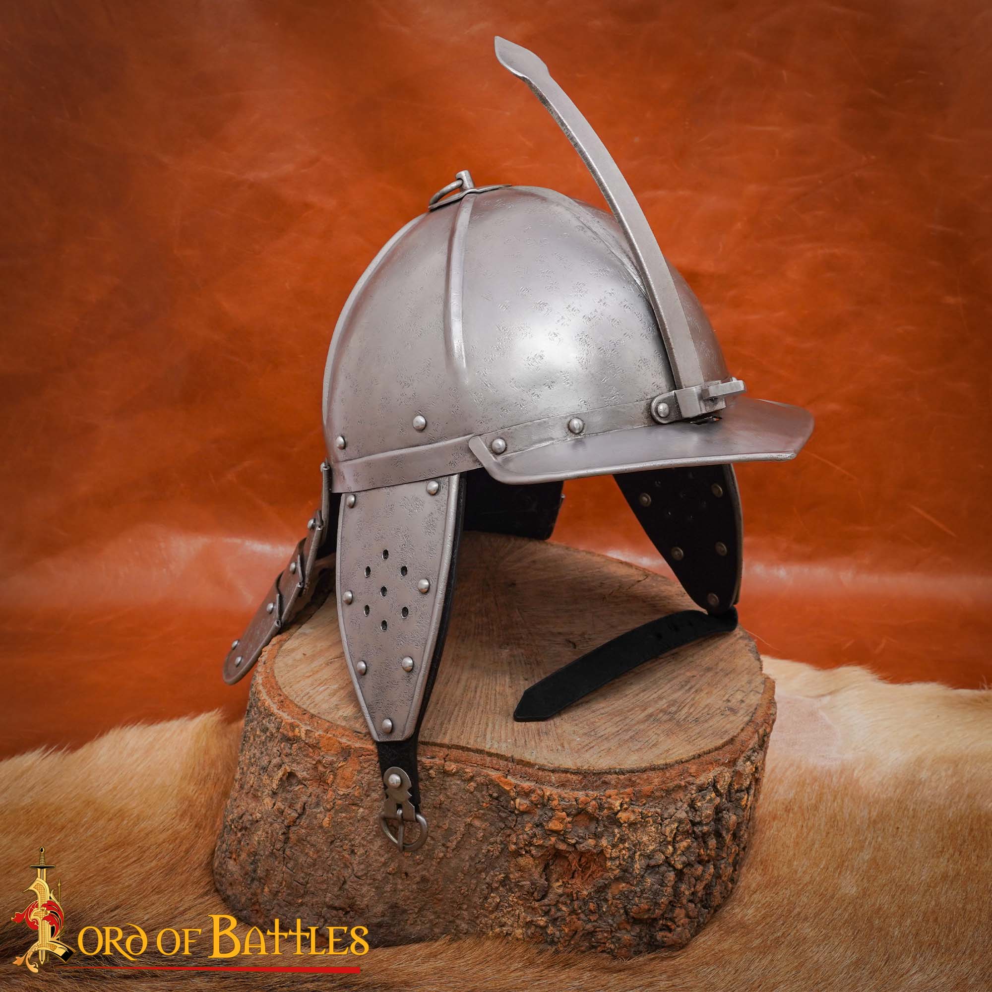 Auténtico Casco Medieval con Cola de Langosta - Acero de Calibre 16 con Forro Acolchado para Larp y Exhibición