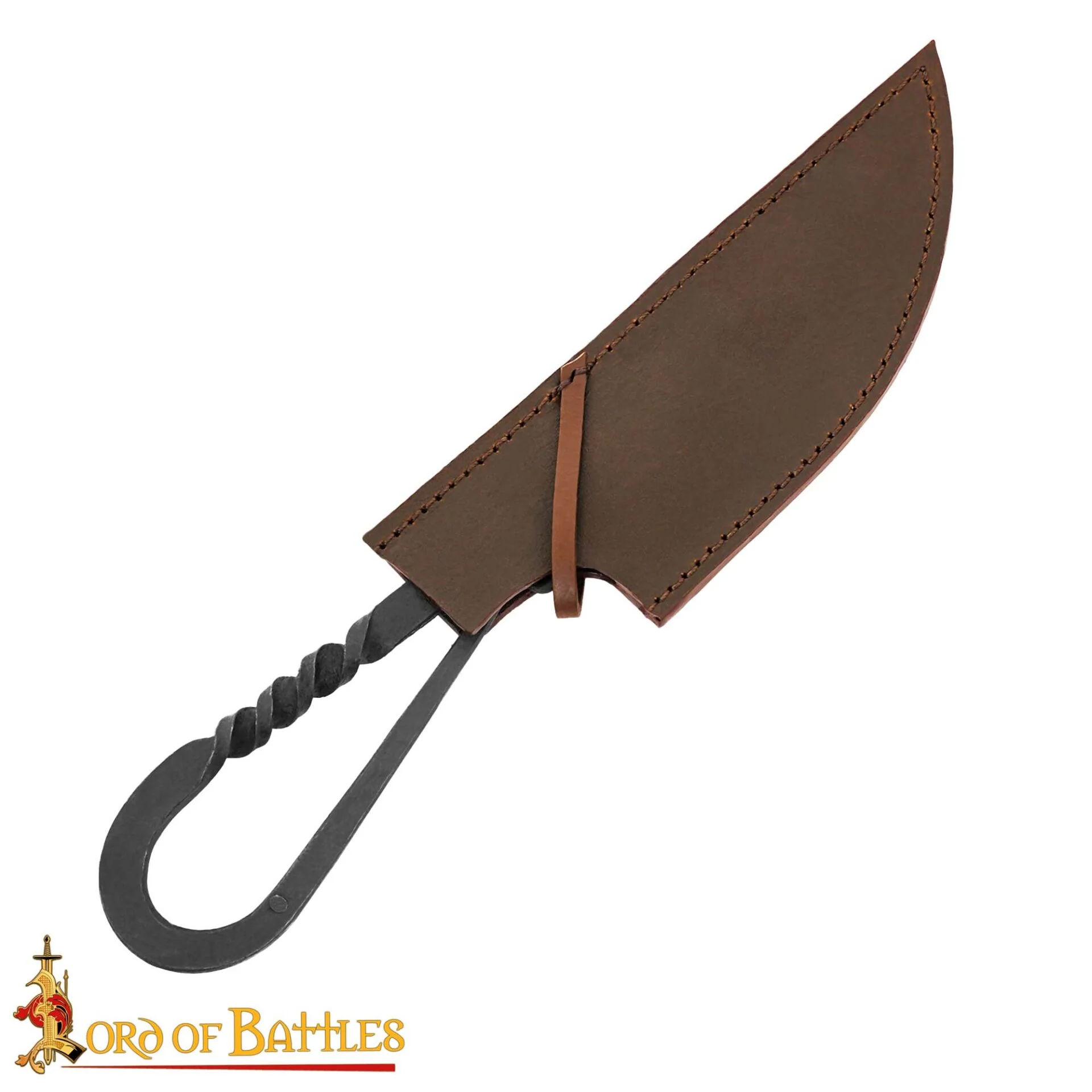 Auténtico Cuchillo Vikingo de Hierro Forjado a Mano - Mango Retorcido con Vaina de Cuero Auténtico - Image 16