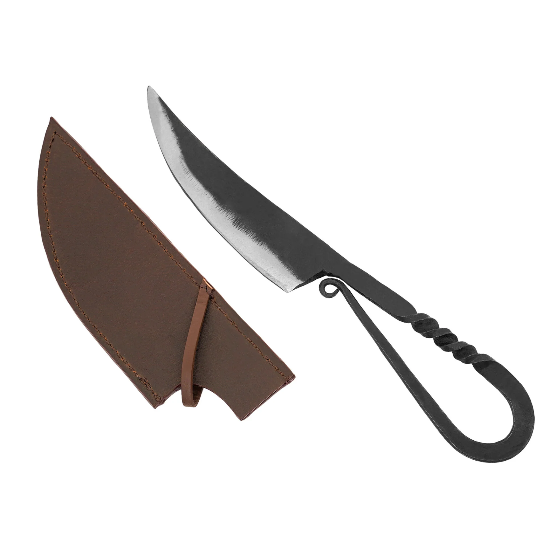 Auténtico Cuchillo Vikingo de Hierro Forjado a Mano - Mango Retorcido con Vaina de Cuero Auténtico - Image 20