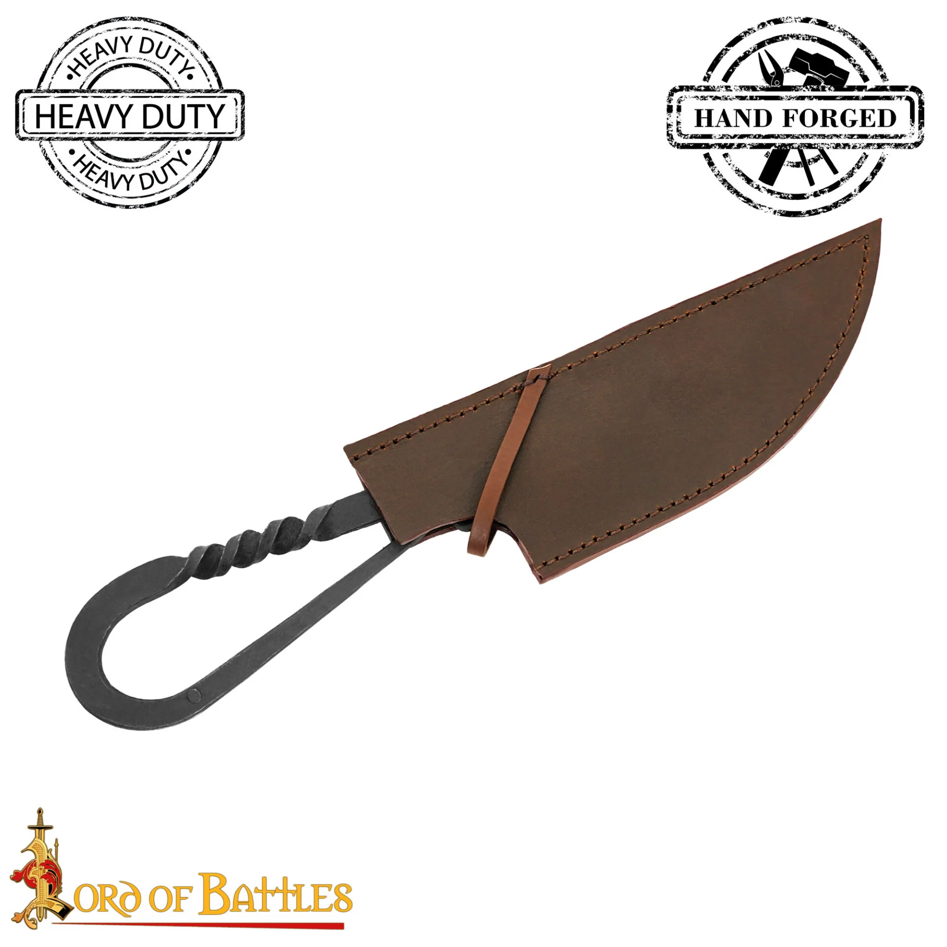 Auténtico Cuchillo Vikingo de Hierro Forjado a Mano - Mango Retorcido con Vaina de Cuero Auténtico - Image 3