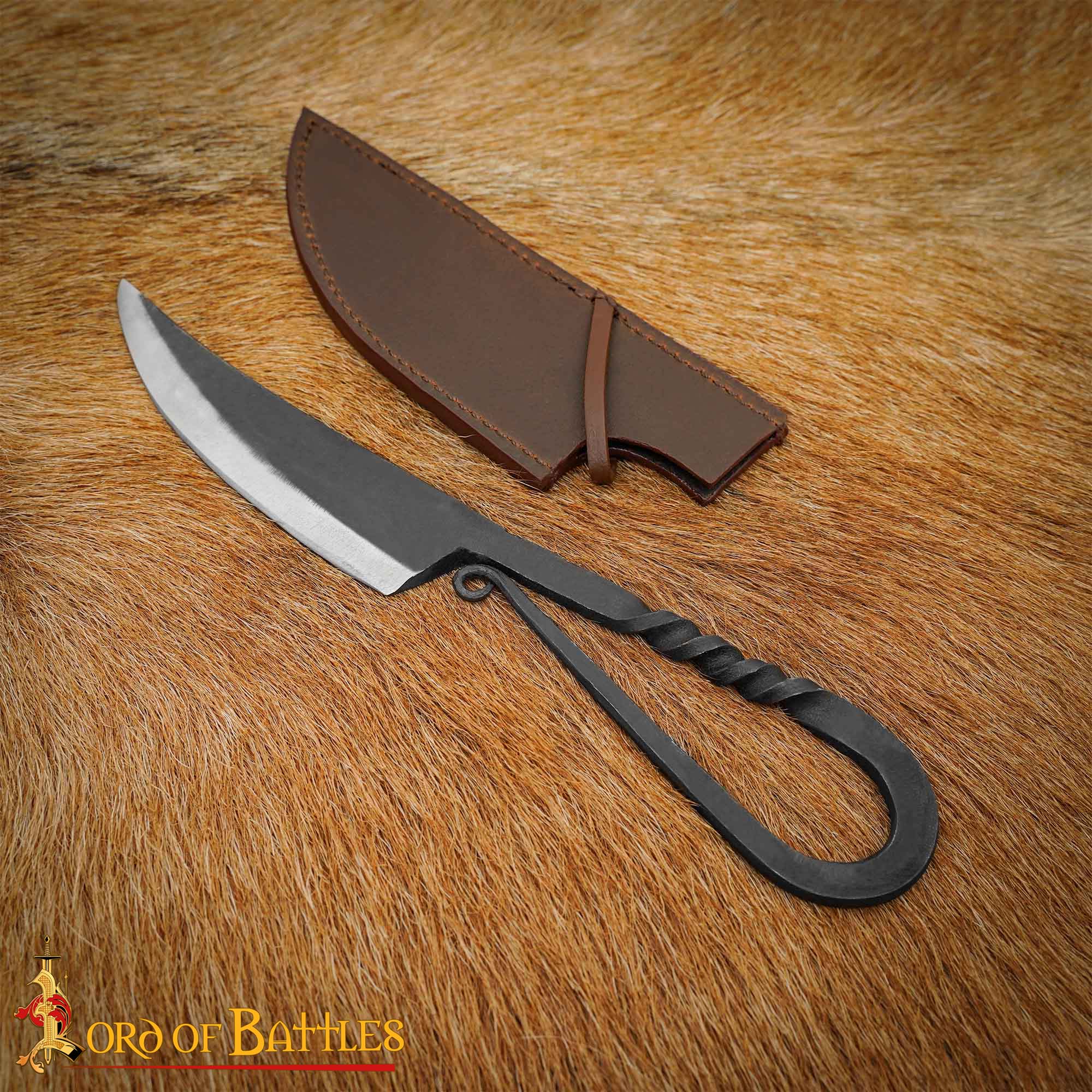 Auténtico Cuchillo Vikingo de Hierro Forjado a Mano - Mango Retorcido con Vaina de Cuero Auténtico - Image 7