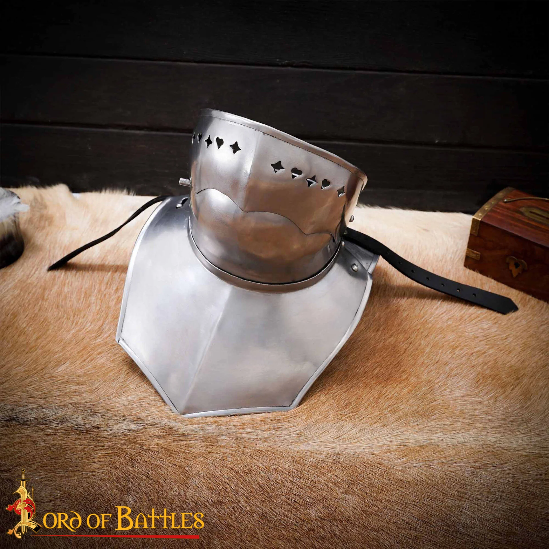 Bevor Medieval Siglo Xv Protección Garganta y Parte Inferior de la Cara