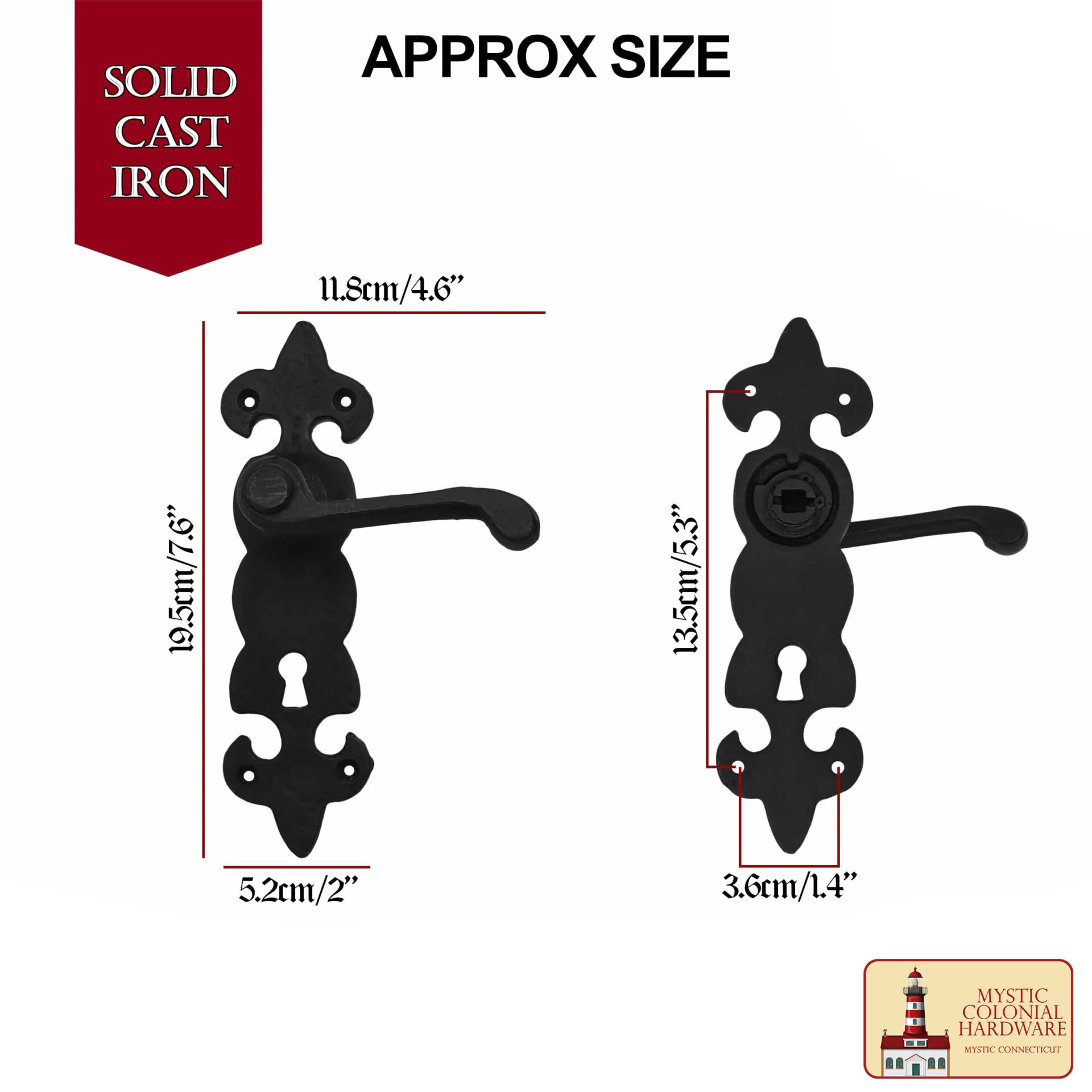 Black Hardware Hierro Grande Juego de Entrada Completo con Juego de Puerta de Palanca Portofino: Tamaño: 7.5" X 2" - Image 3