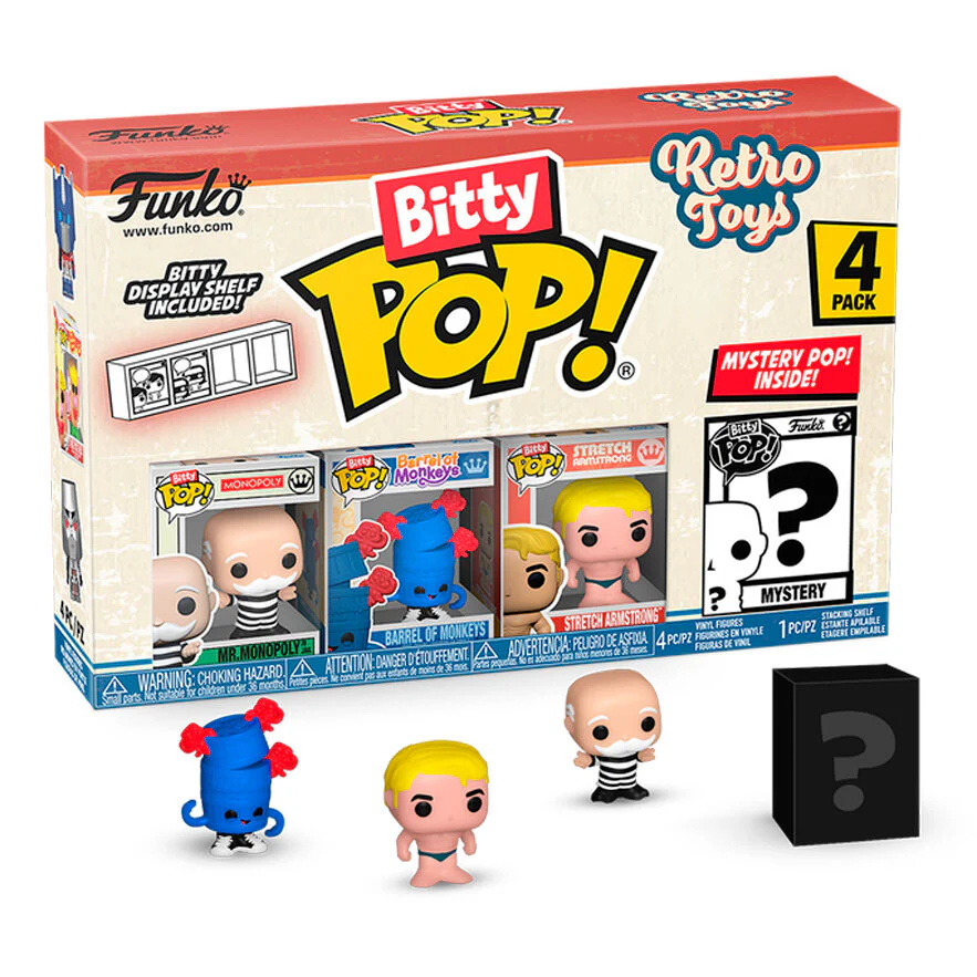 Blister 4 Figuras Bitty Pop Retro Toys Monopoly