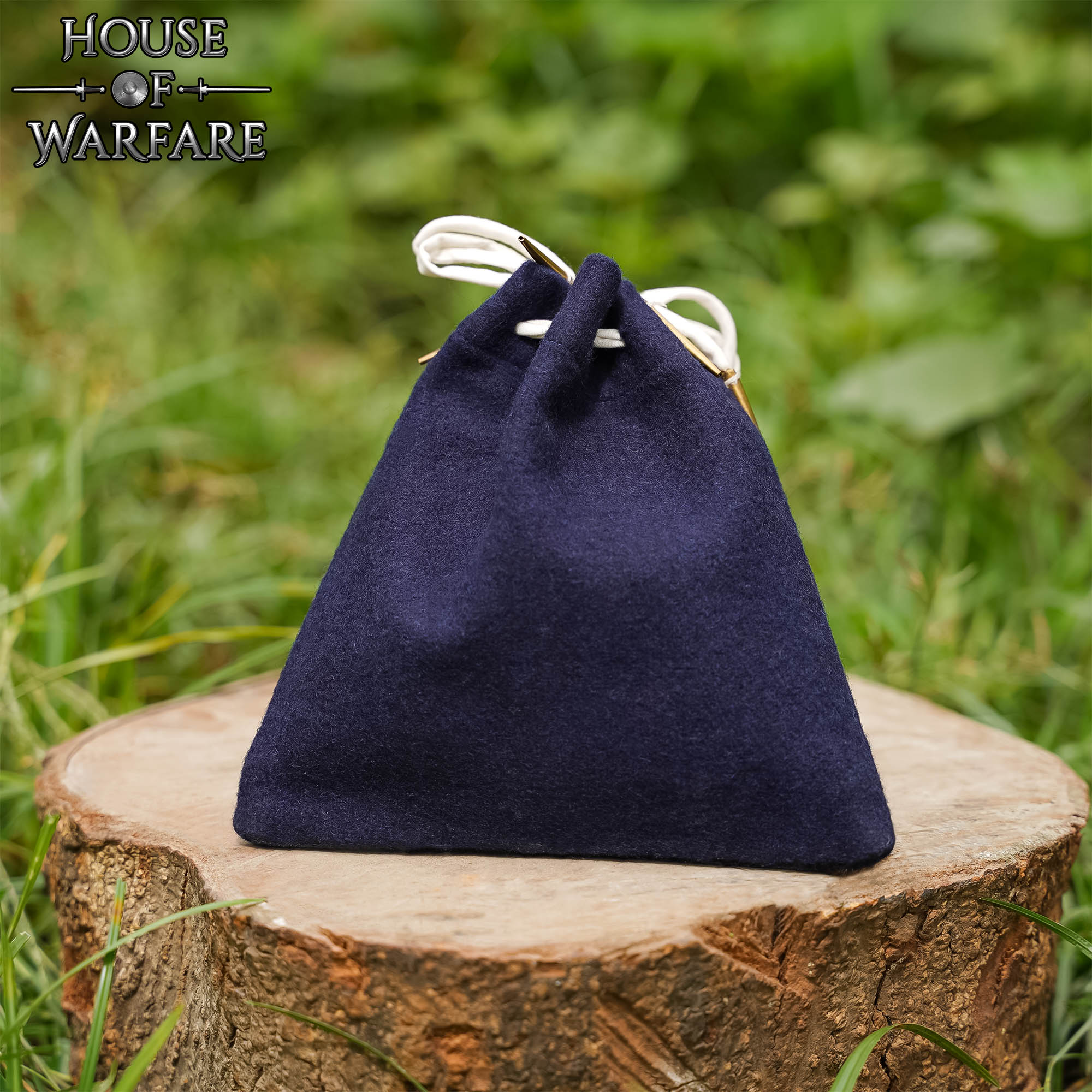 Bolsa Medieval de Lana con Cordón Azul Marino - Image 4