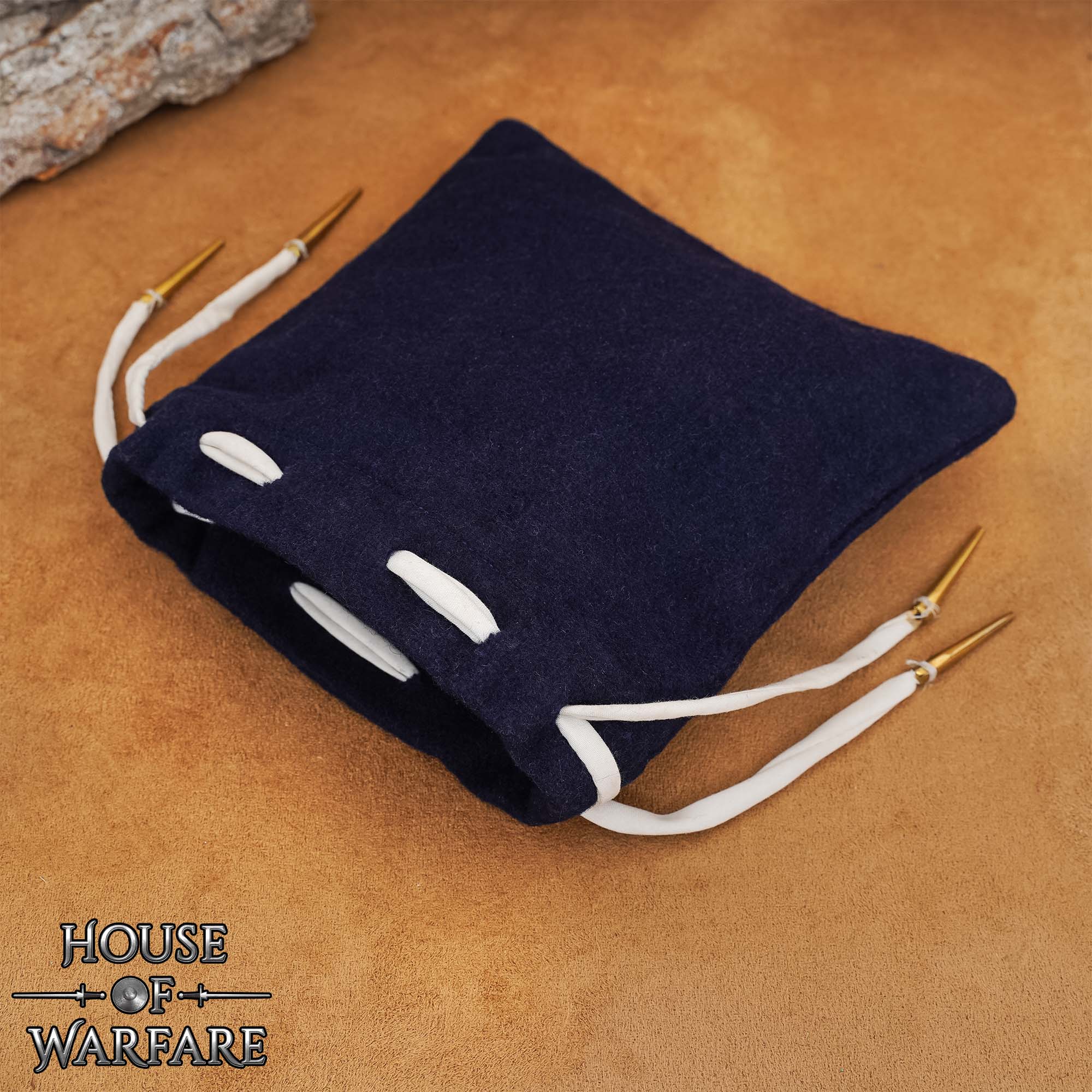 Bolsa Medieval de Lana con Cordón Azul Marino - Image 9