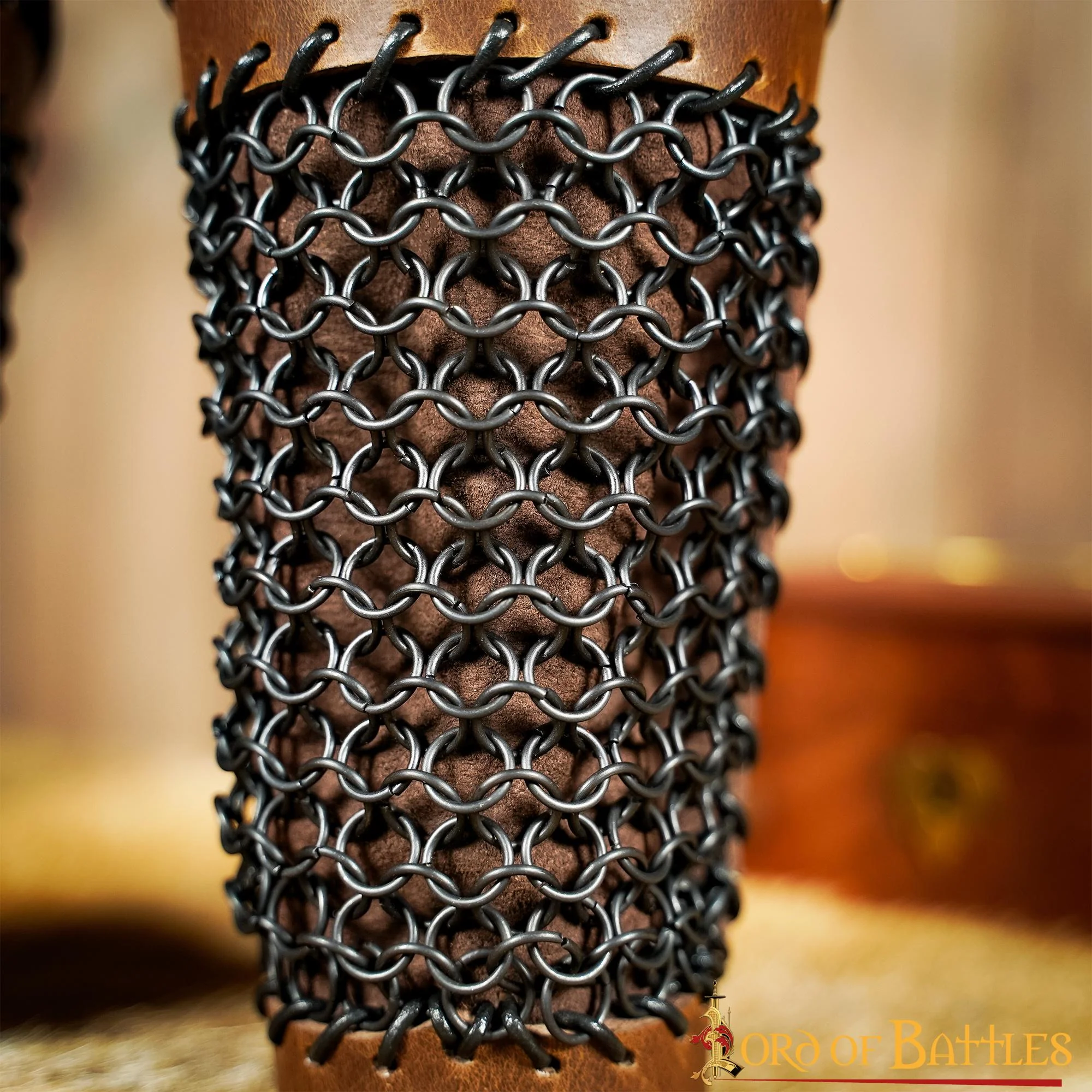 Brazales de Cuero Marrón y Cota de Malla - Guardabrazos Artesanales - Par de Brazaletes Protectores Medievales - Image 10