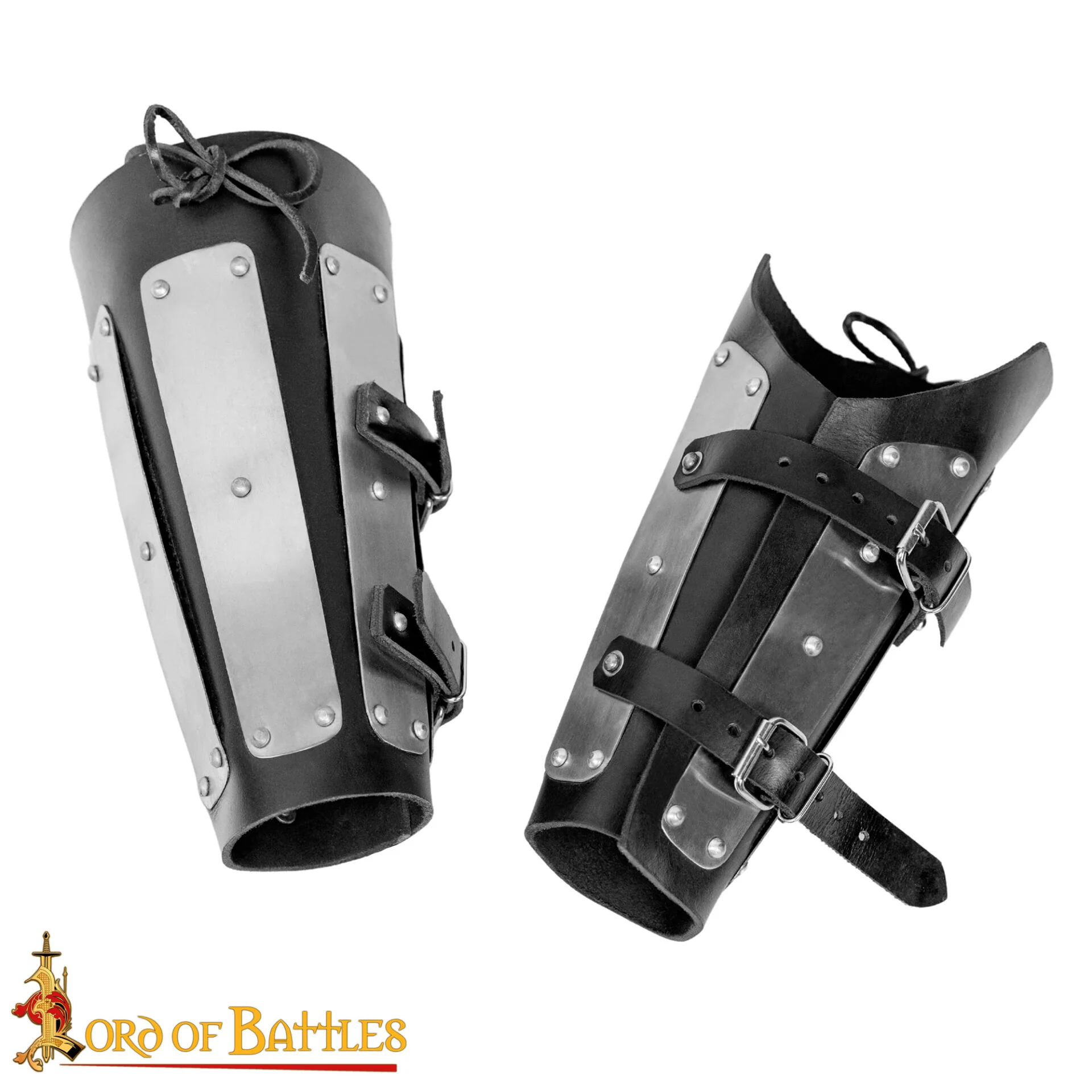 Brazales Entablillados Brazalete de Cuero Auténtico Reforzado con Placas de Acero - Image 4