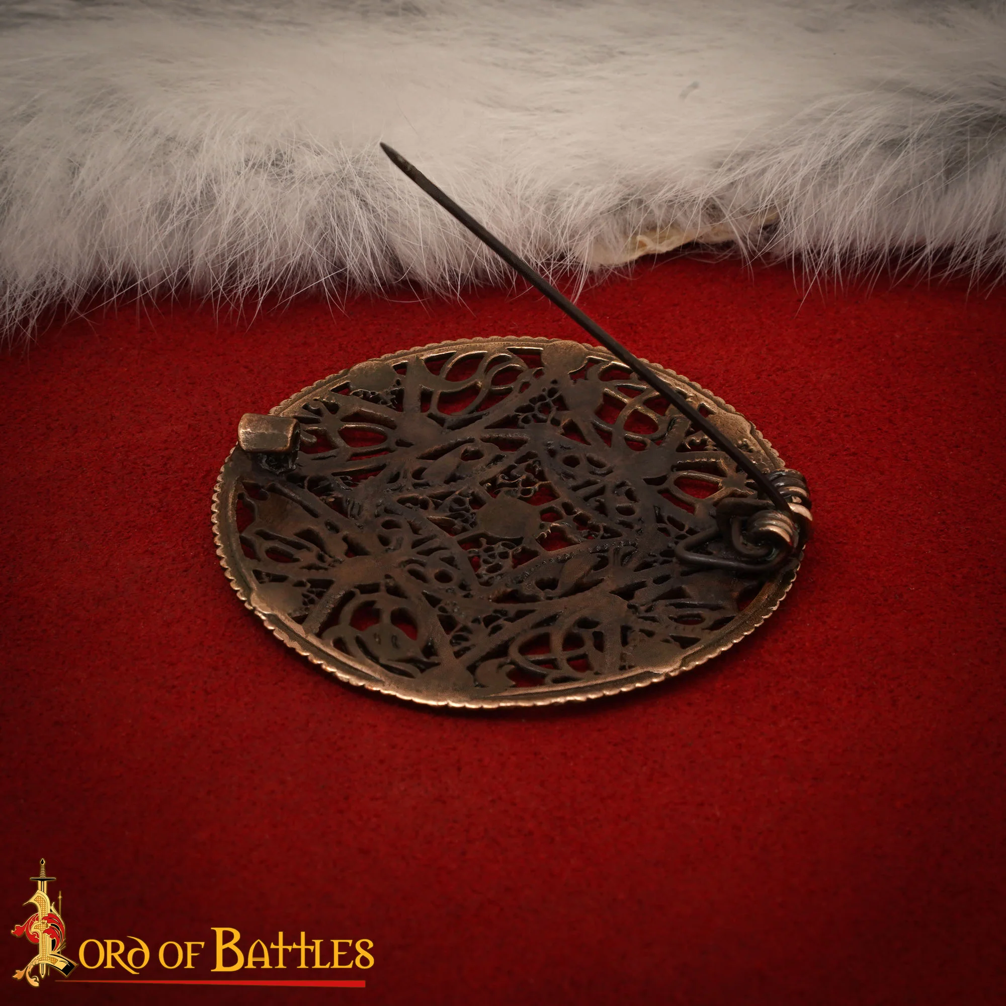 Broche de Disco Redondo de Bronce Vikingo - Patrón de Filigrana Estilo Nórdico del Siglo X - Image 2