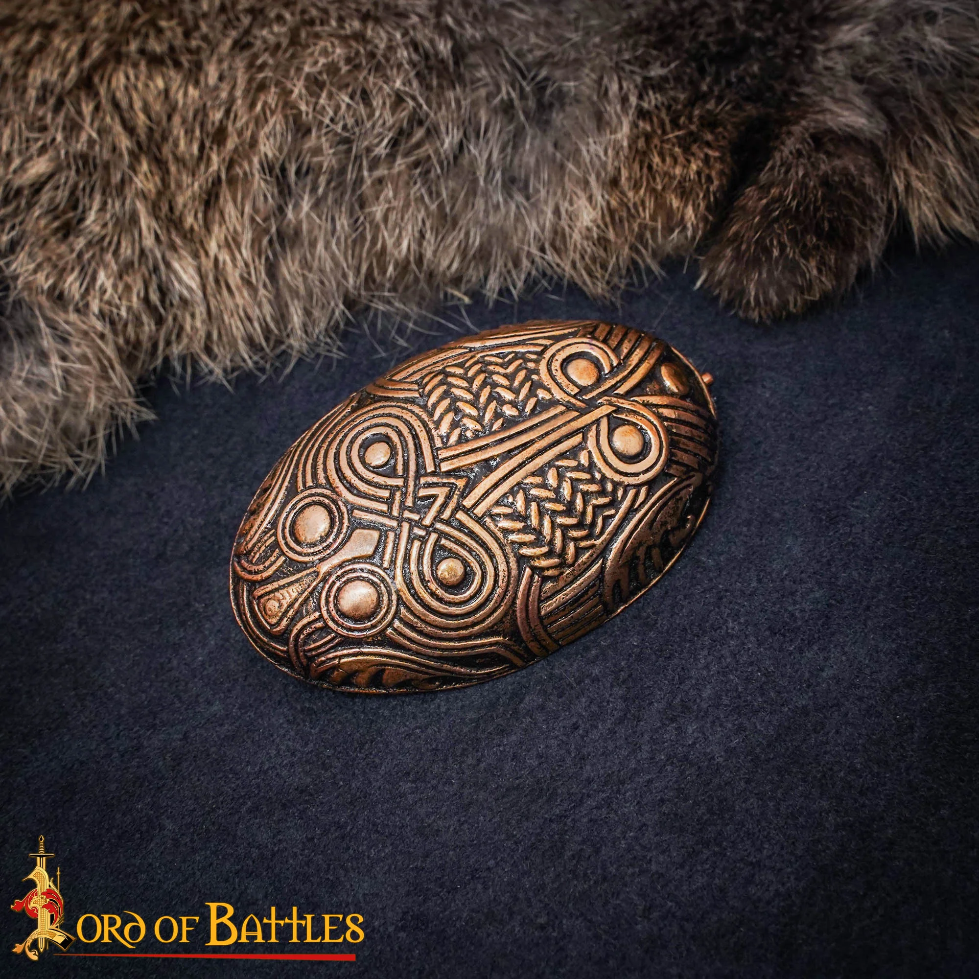 Broche de Tortuga de Bronce Vikingo de los Siglos Ix-x - Alfiler de Escudo Oval Fundido a la Cera Perdida - Image 2