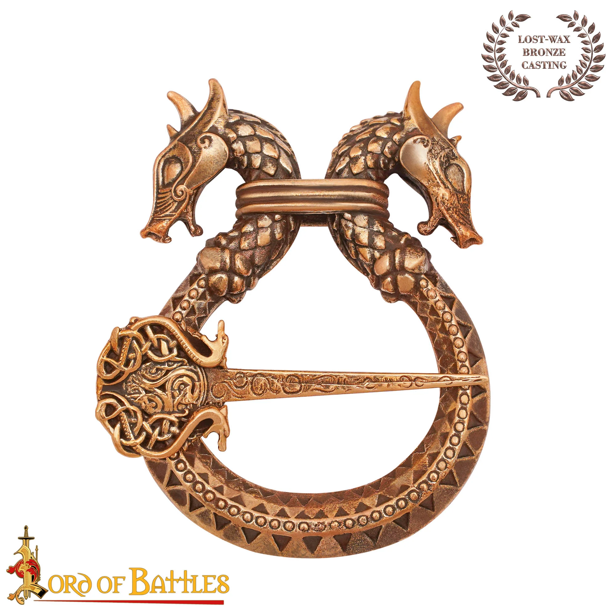 Broche Dragón Celta / Alfiler de Capa Bronce Fundido a la Cera Perdida