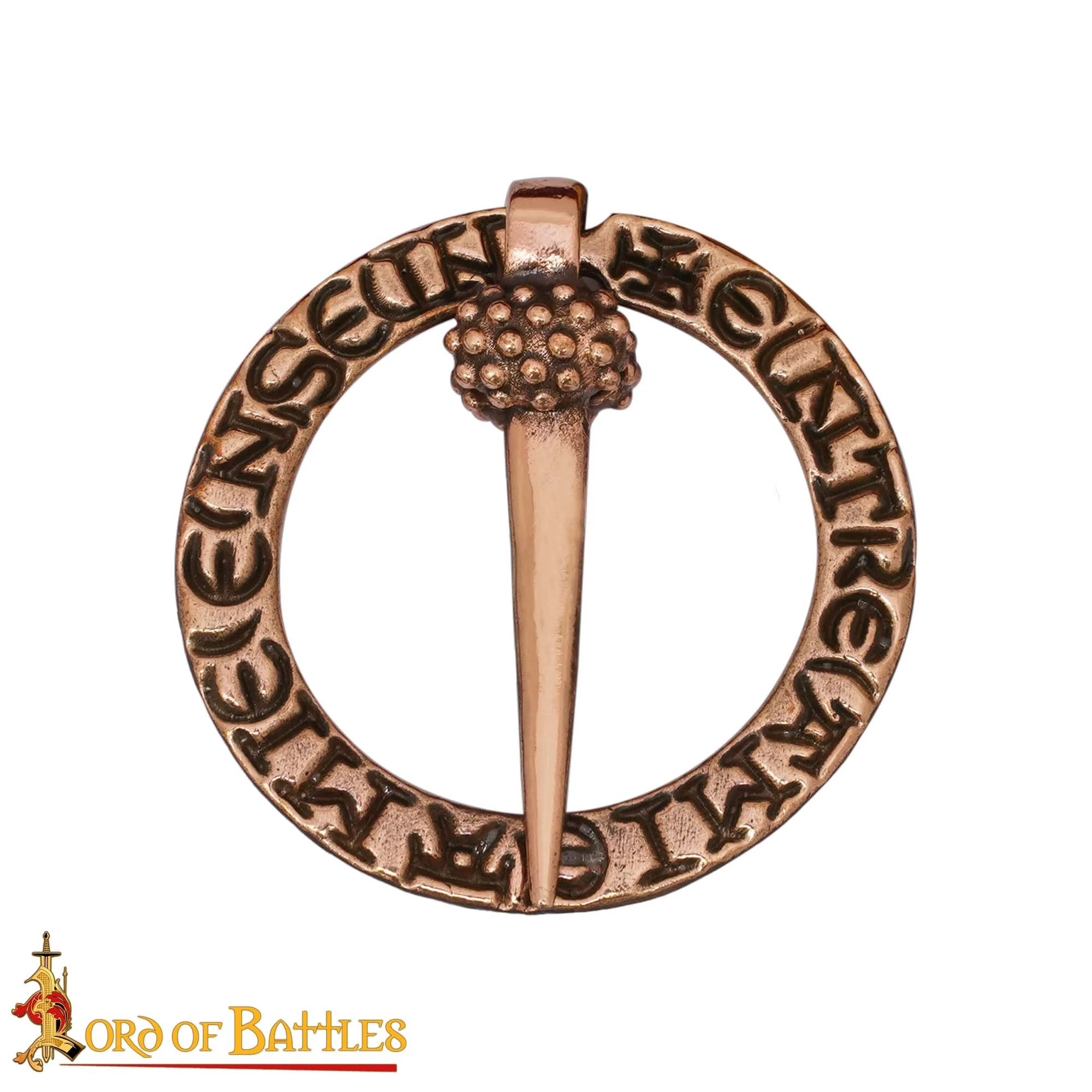 Broche Medieval de Bronce con Anillo Fundido a la Cera Perdida Diseño Inscrito - Image 3