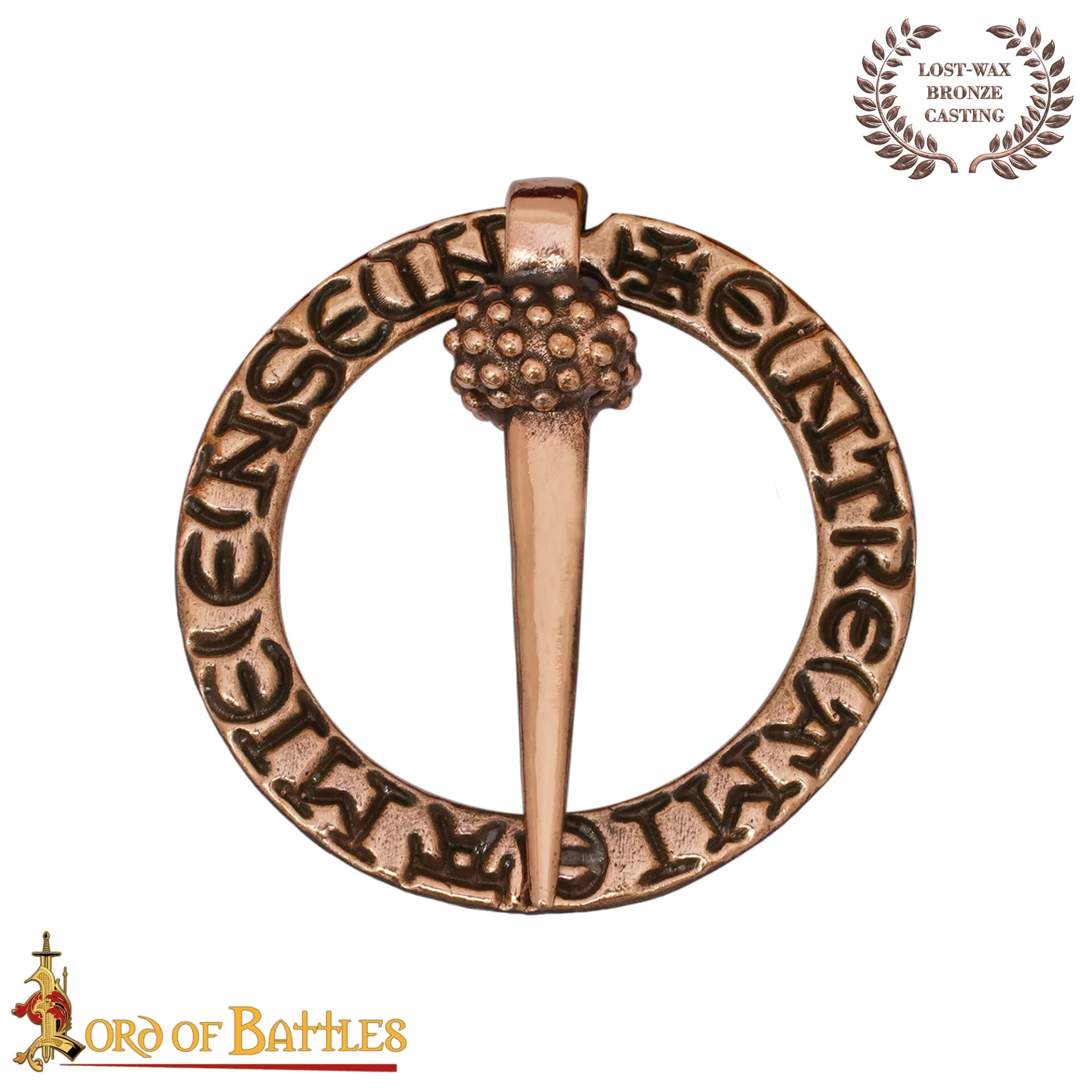 Broche Medieval de Bronce con Anillo Fundido a la Cera Perdida Diseño Inscrito - Image 5