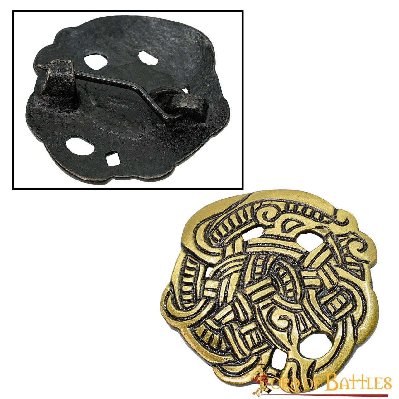 Broche Vikingo de Animal Agarrado - Latón Antiguo - Image 2