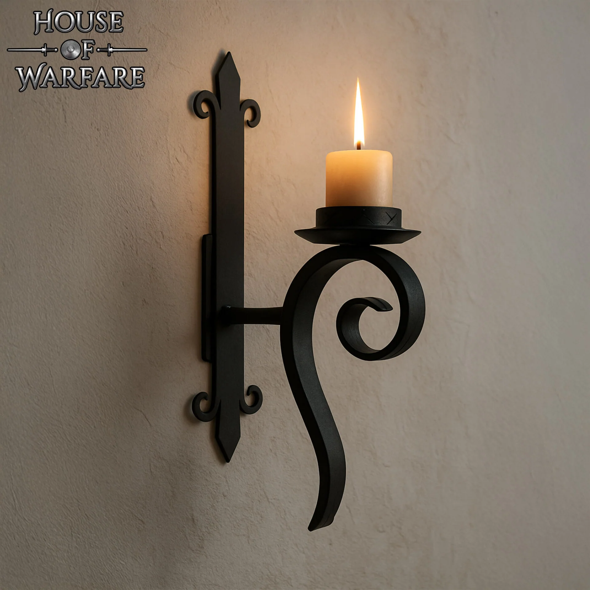 Candelero Medieval Hierro Forjado Flor de Lis