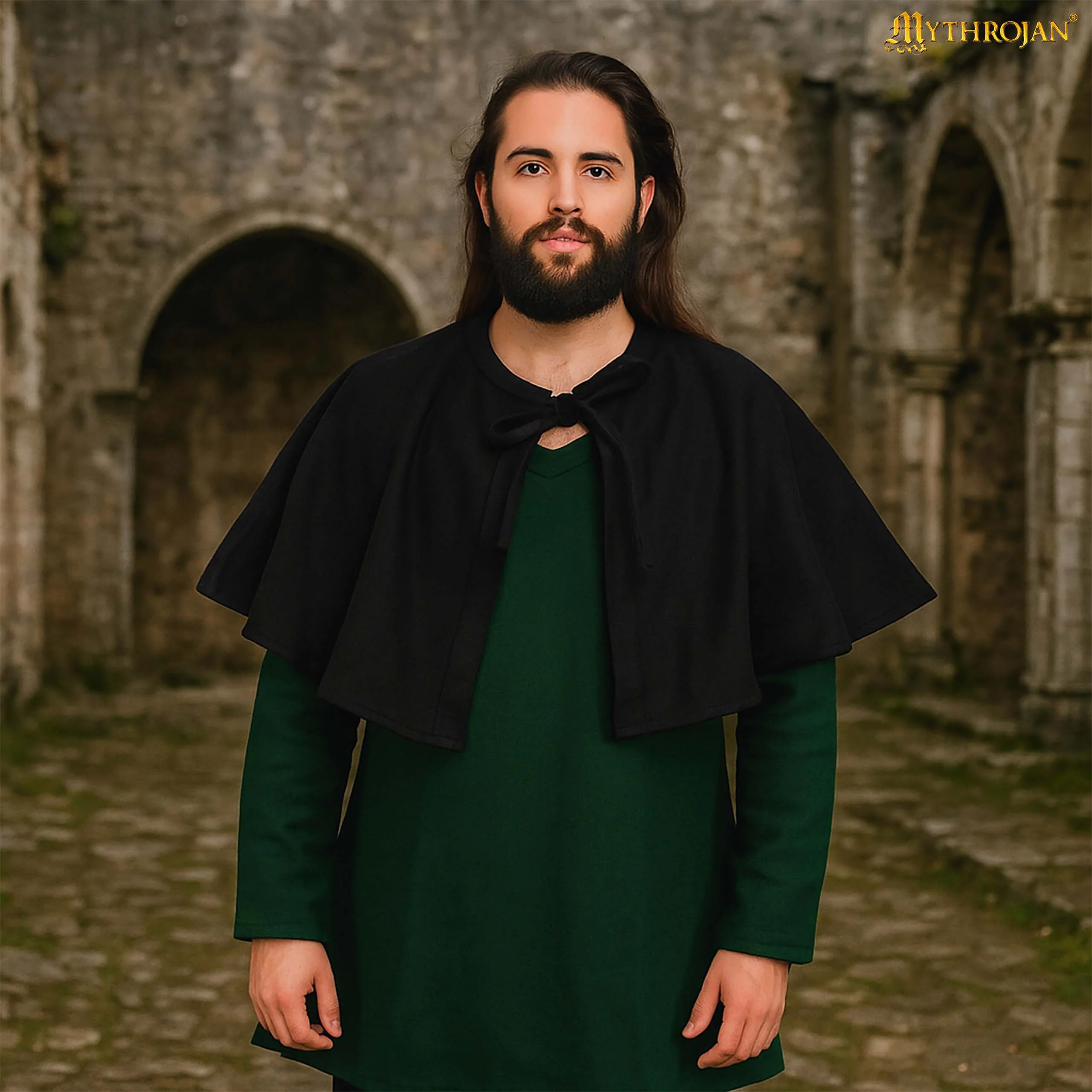 Capa Medieval - Lana, Corta para LARP y Teatro