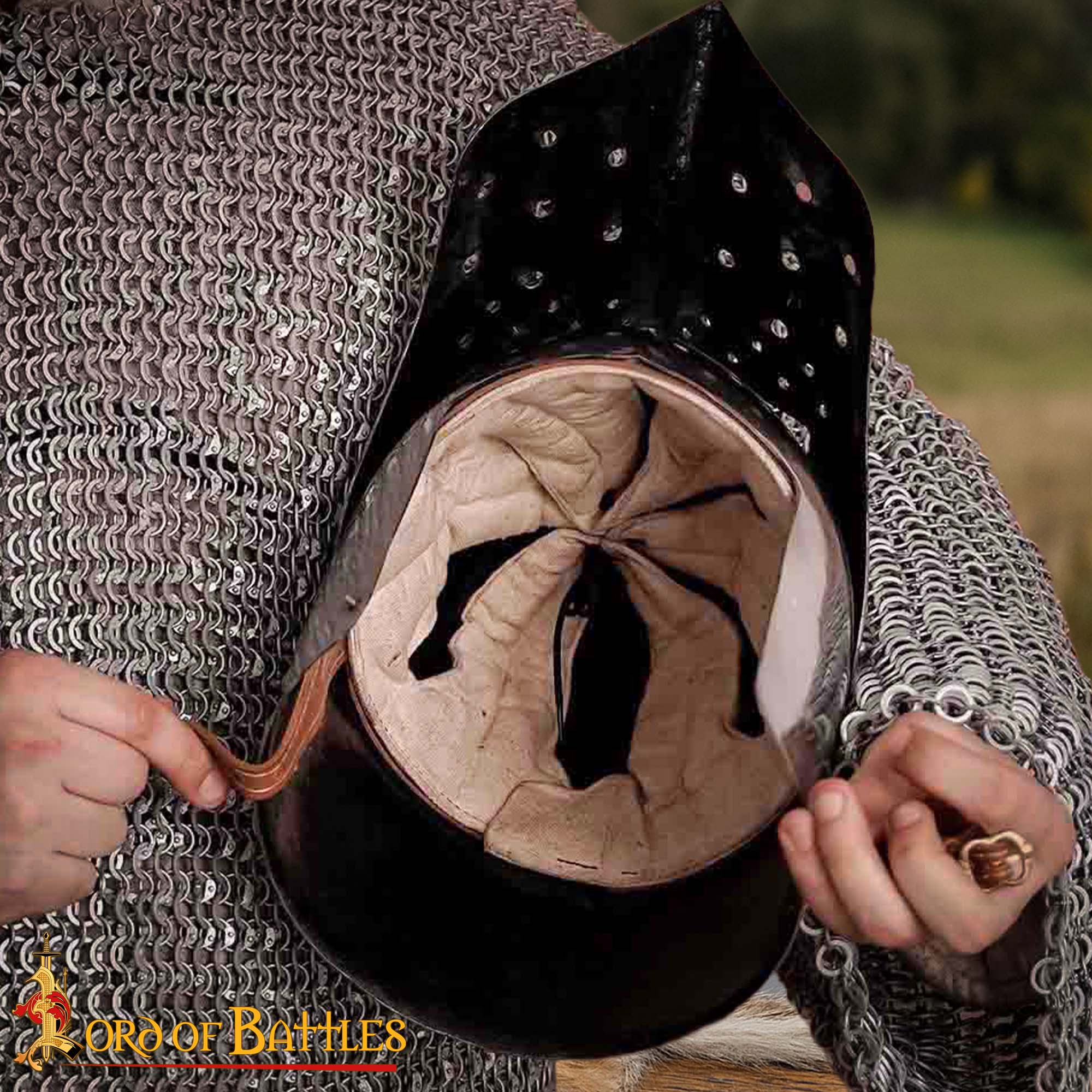 Casco Bascinet de Acero con Forro Para LARP - Image 6
