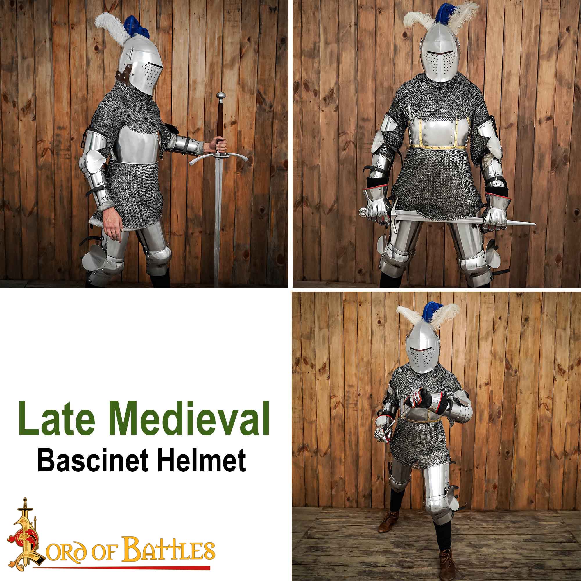 Casco Bascinet Medieval de Visera Completa Calibre 14 - Image 8