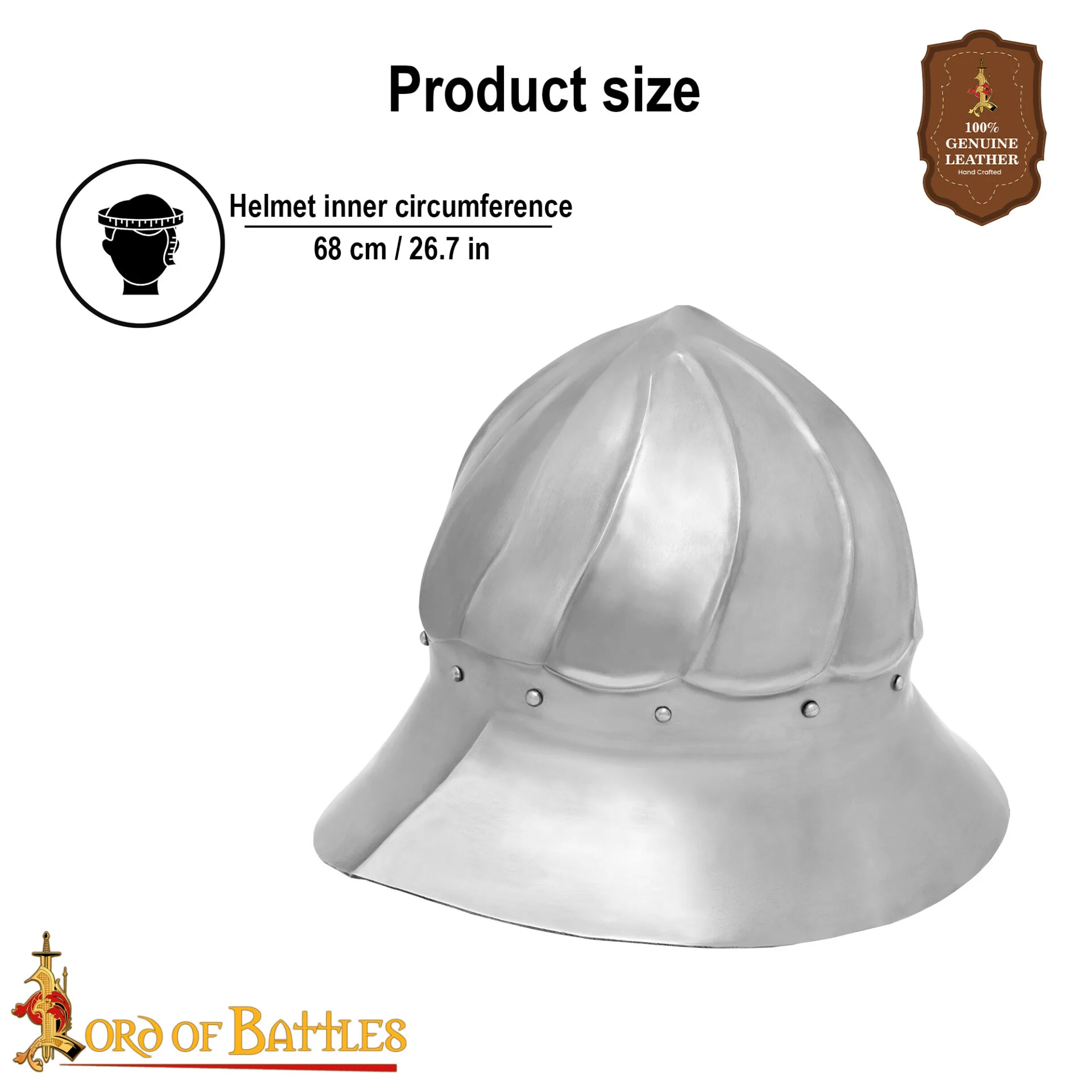 Casco Borgoñón del Siglo Xv - Casco de Infantería de Acero de Calibre 14 con Forro de Cuero - Image 3