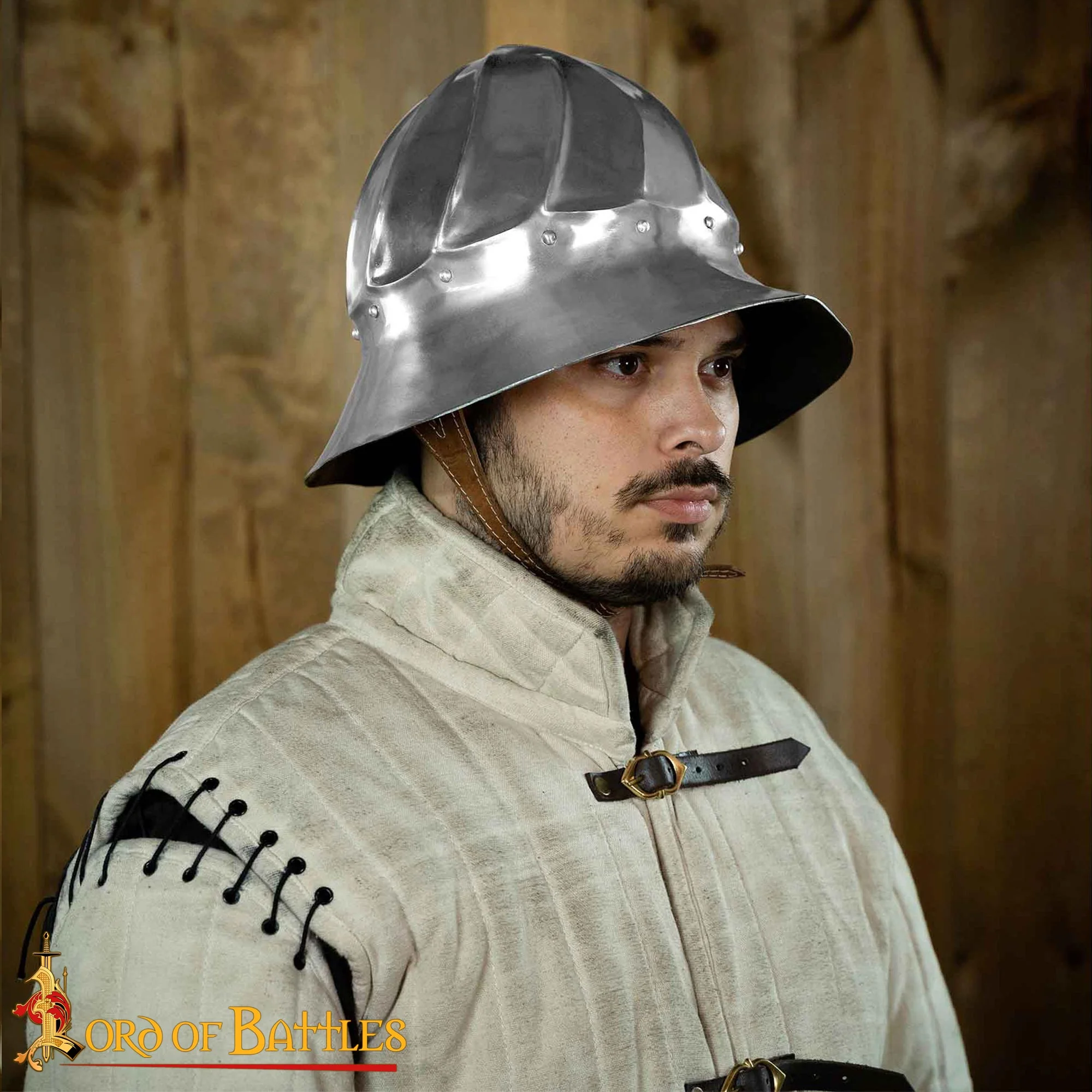 Casco Borgoñón del Siglo Xv - Casco de Infantería de Acero de Calibre 14 con Forro de Cuero - Image 6