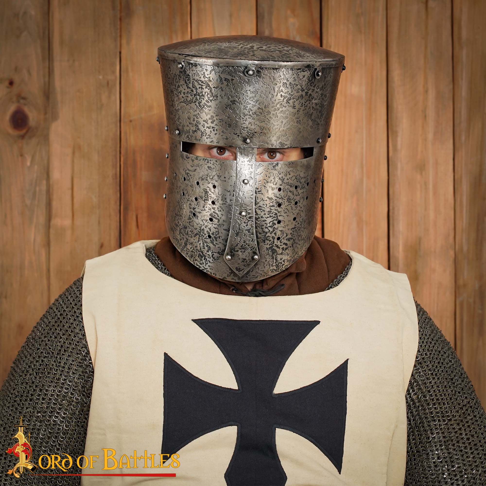 Casco Cruzado Medieval Antiguo con Forro Acolchado Calibre 16 - Image 5