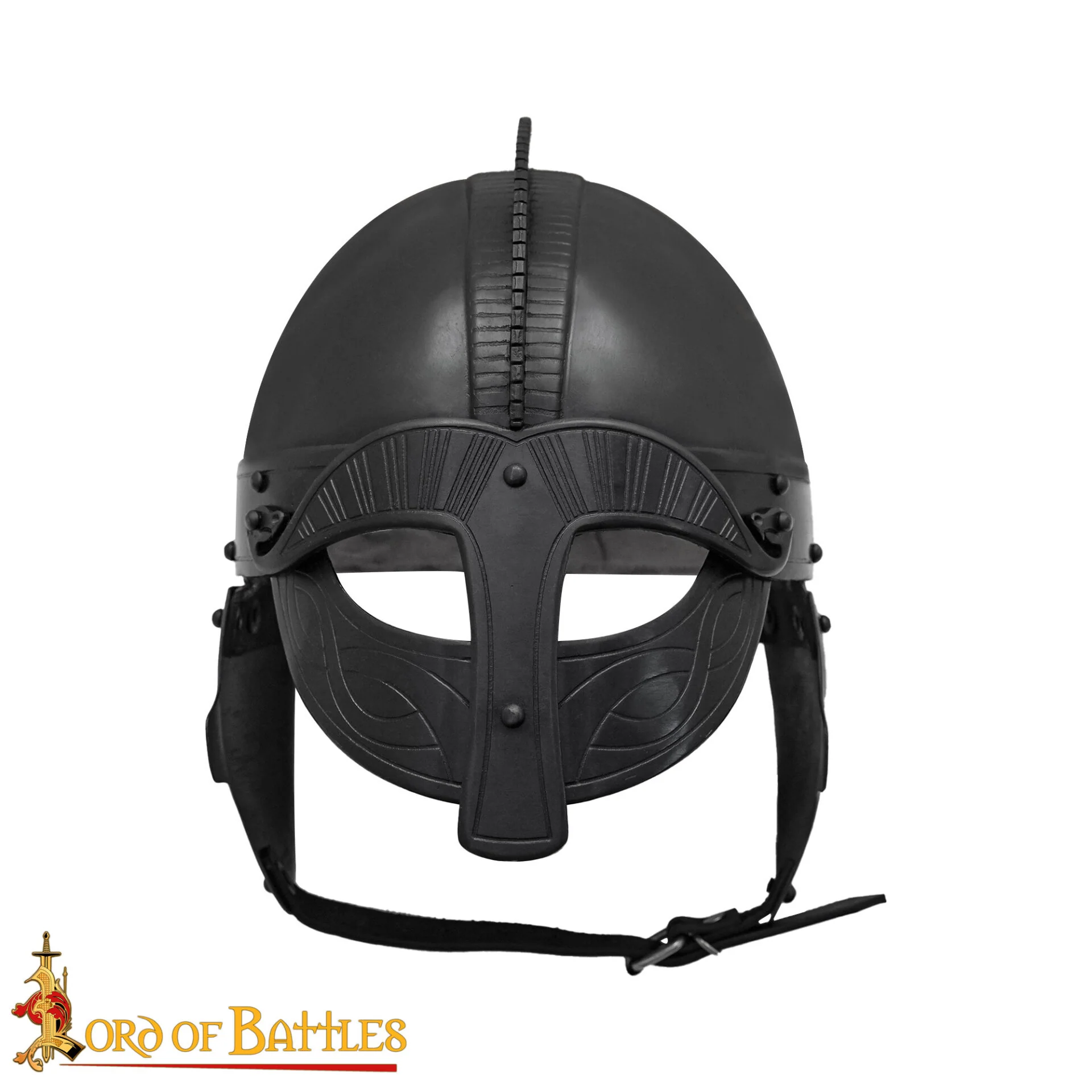 Casco de Acero Ennegrecido Inspirado en Viking Vendel con Forro Acolchado Calibre 16 - Image 4