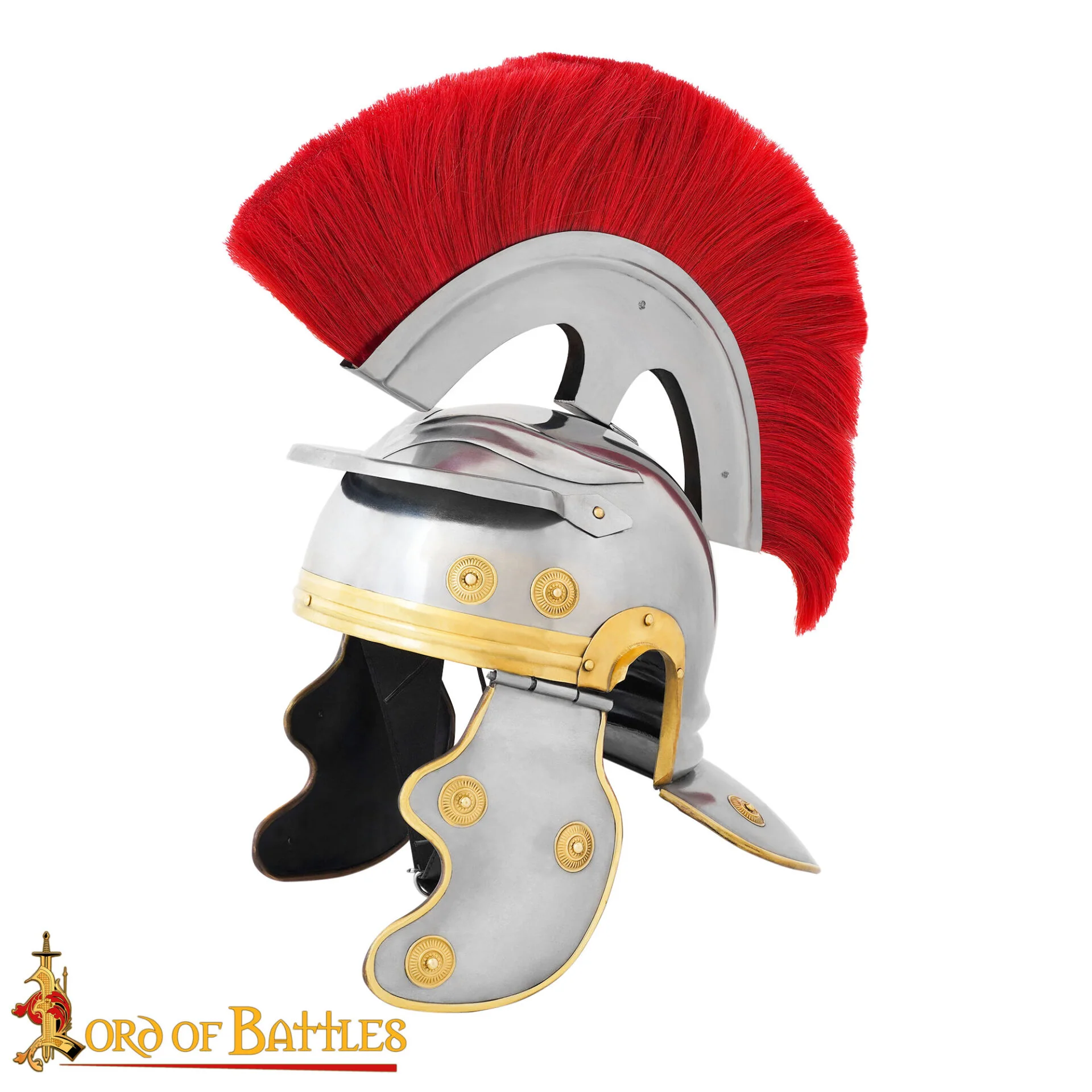 Casco de Centurión Romano con Cresta Transversal Roja - Casco de Acero con Adornos de Latón para Larp, Disfraces y Exposiciones - Image 3