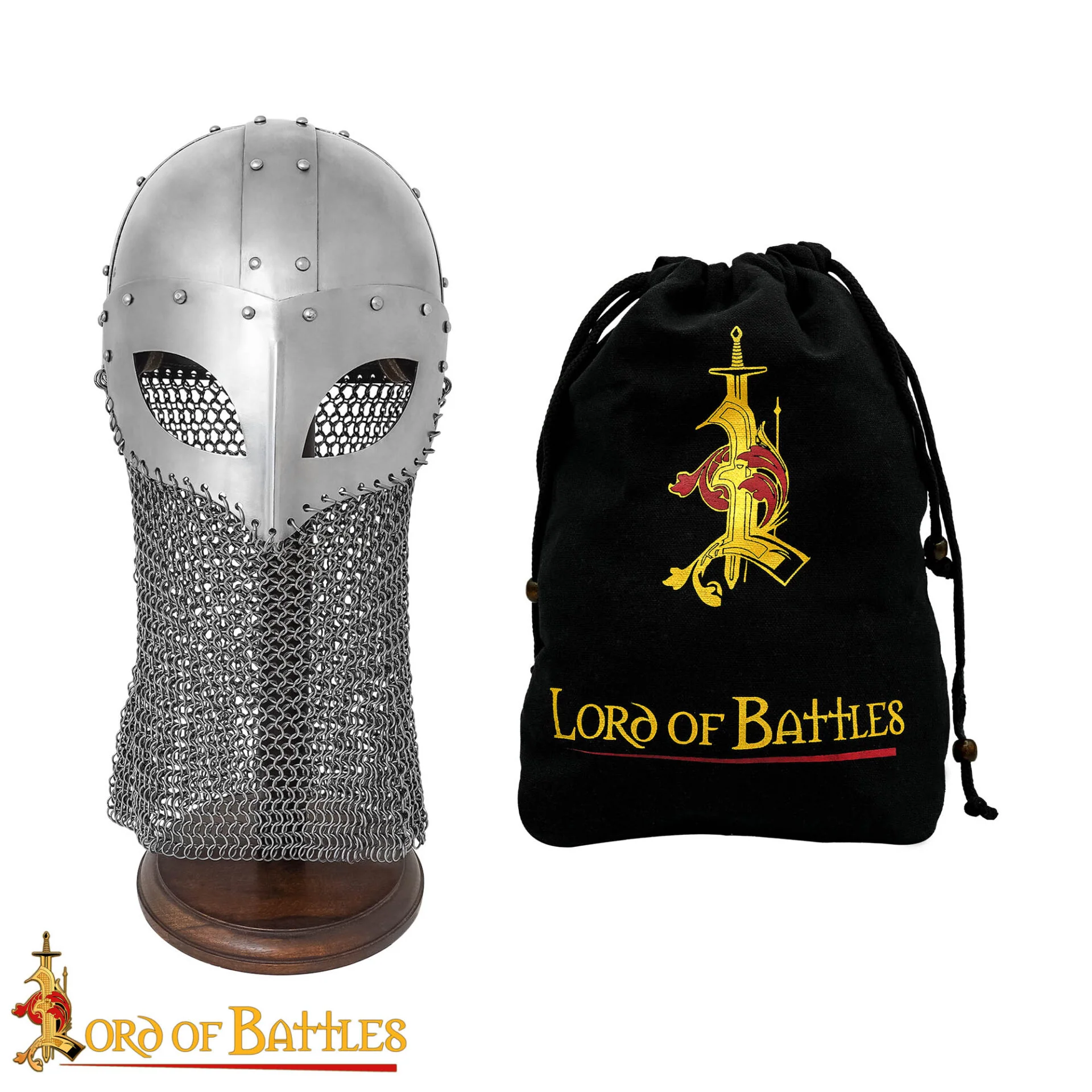 Casco de Gafas Vikingo con Coraza de Cota de Malla de 16 Calibre - Image 4