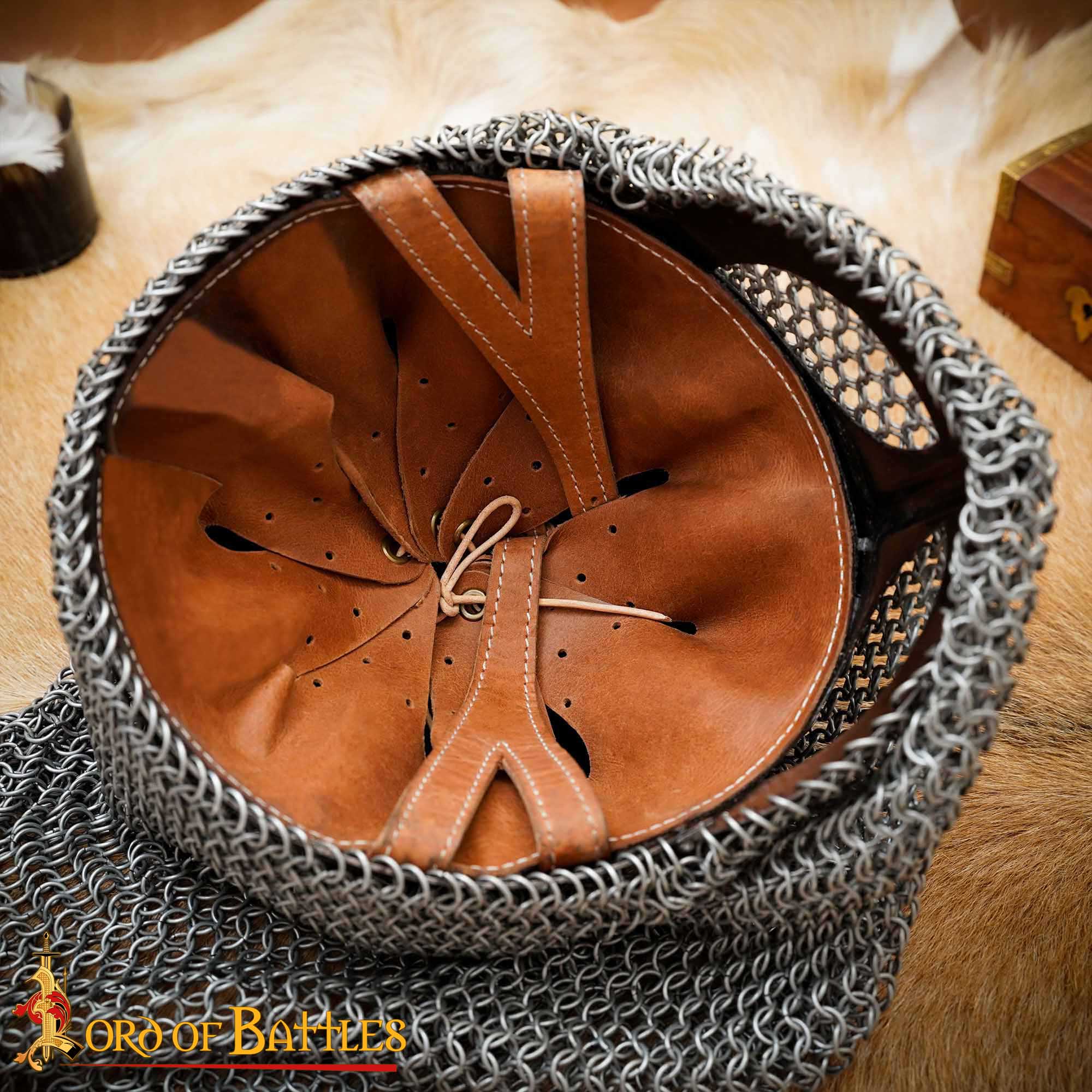 Casco de Gafas Vikingo con Coraza de Cota de Malla de 16 Calibre - Image 7
