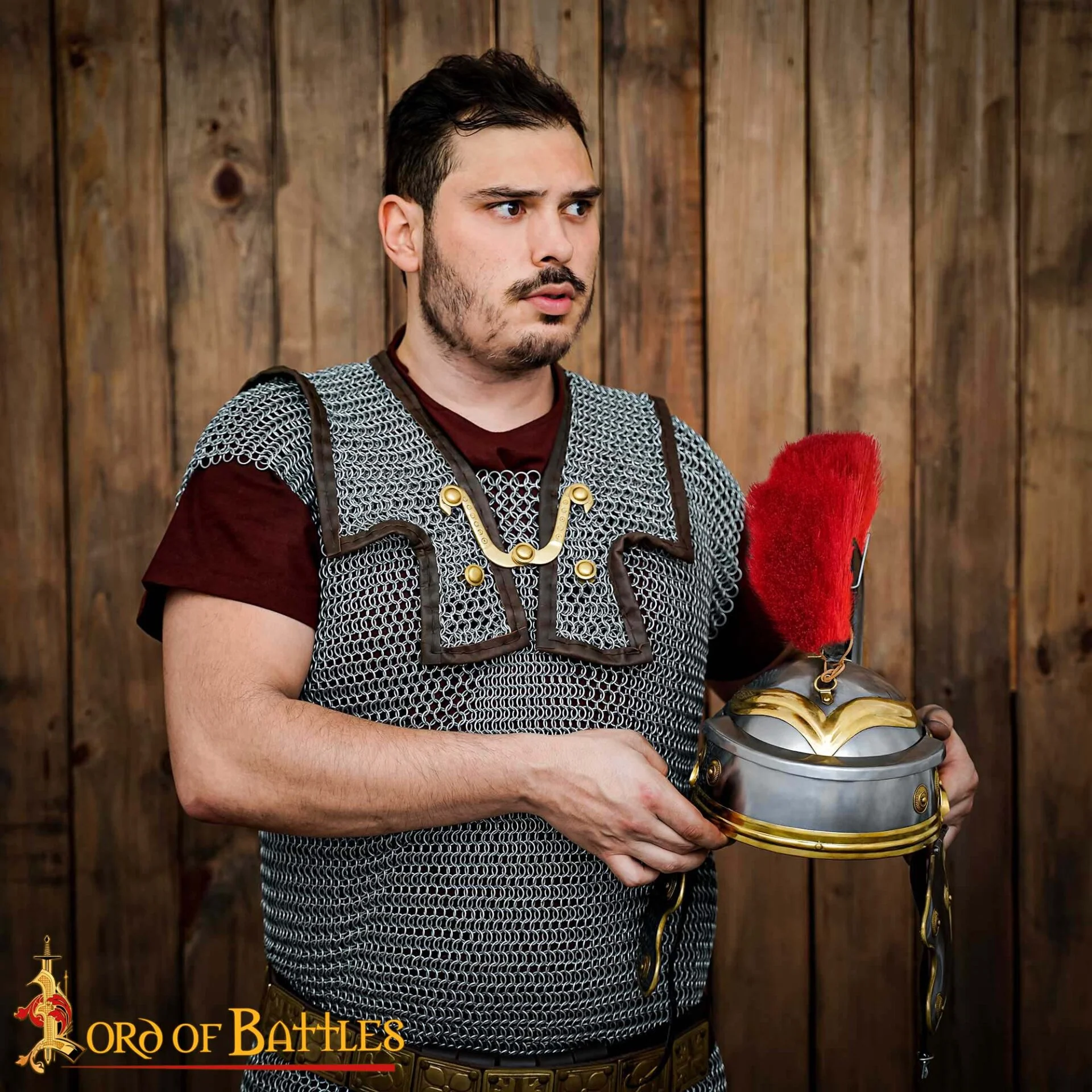 Casco de Galo Imperial Romano del Siglo I con Cresta Roja, Hecho a Mano de Forma Tradicional - Acero y Latón Pulidos - Image 5