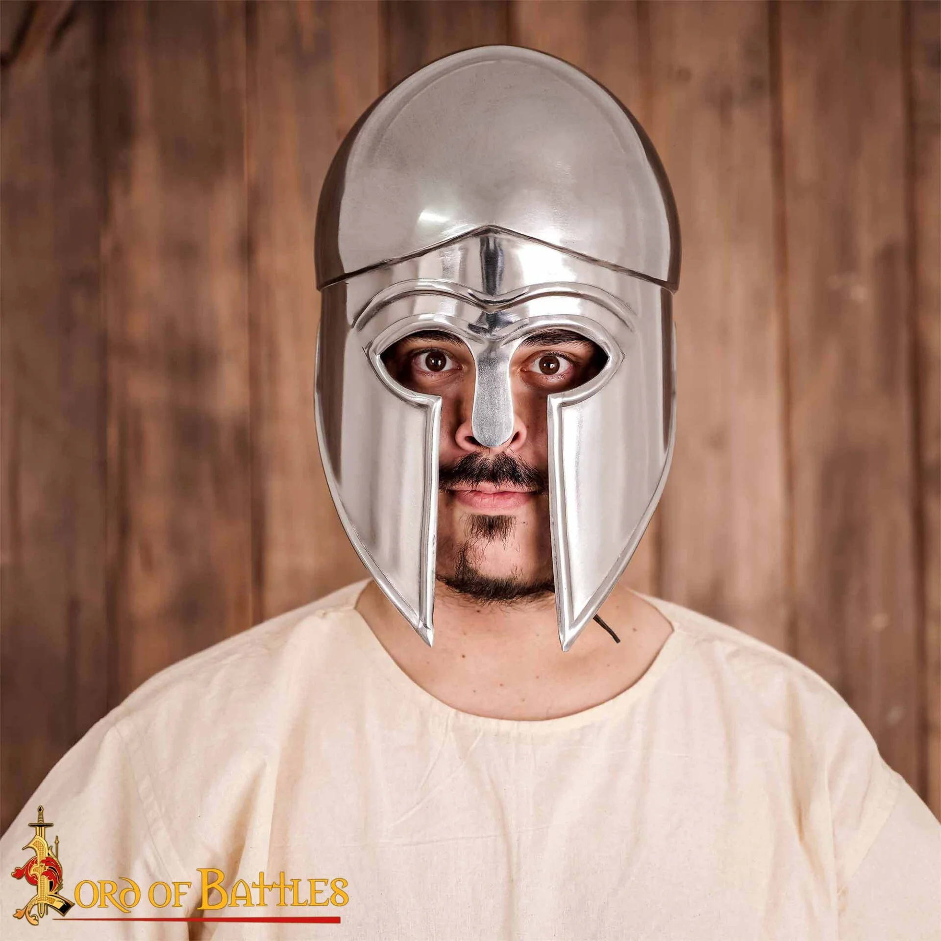 Casco Griego Hoplita Corintio de Acero con Forro de Cuero - Image 7