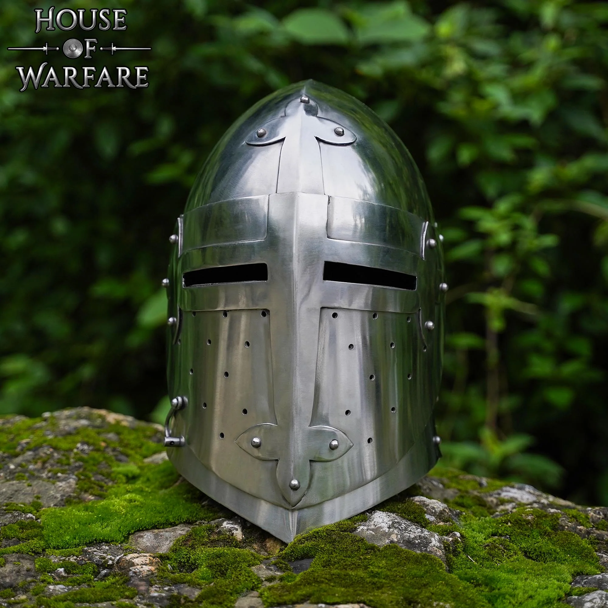 Casco Medieval de Caballero Bascinet del Siglo Xiv Calibre 16