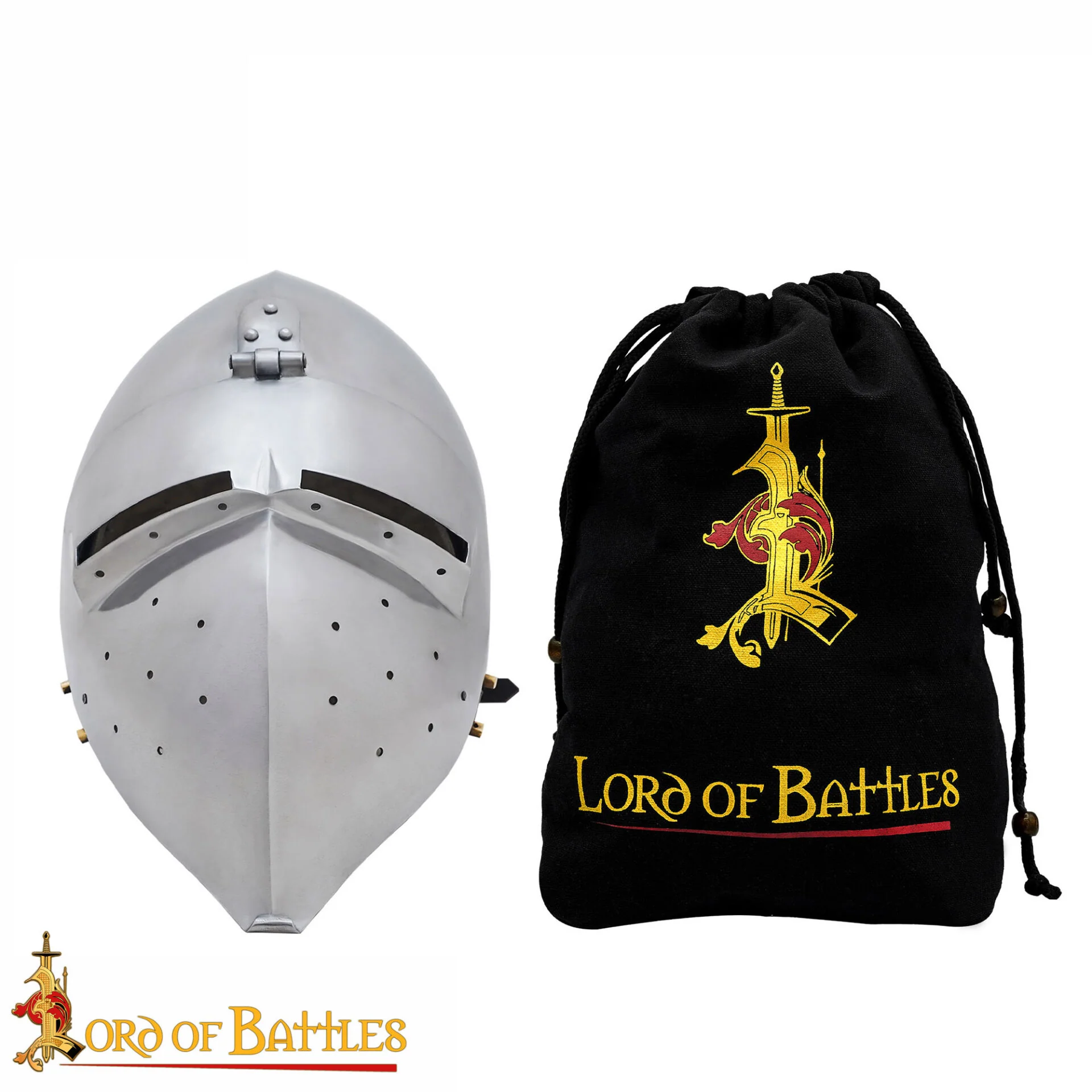 Casco Medieval Klappvisor Bascinet con Forro Acolchado Calibre 16 - Image 4