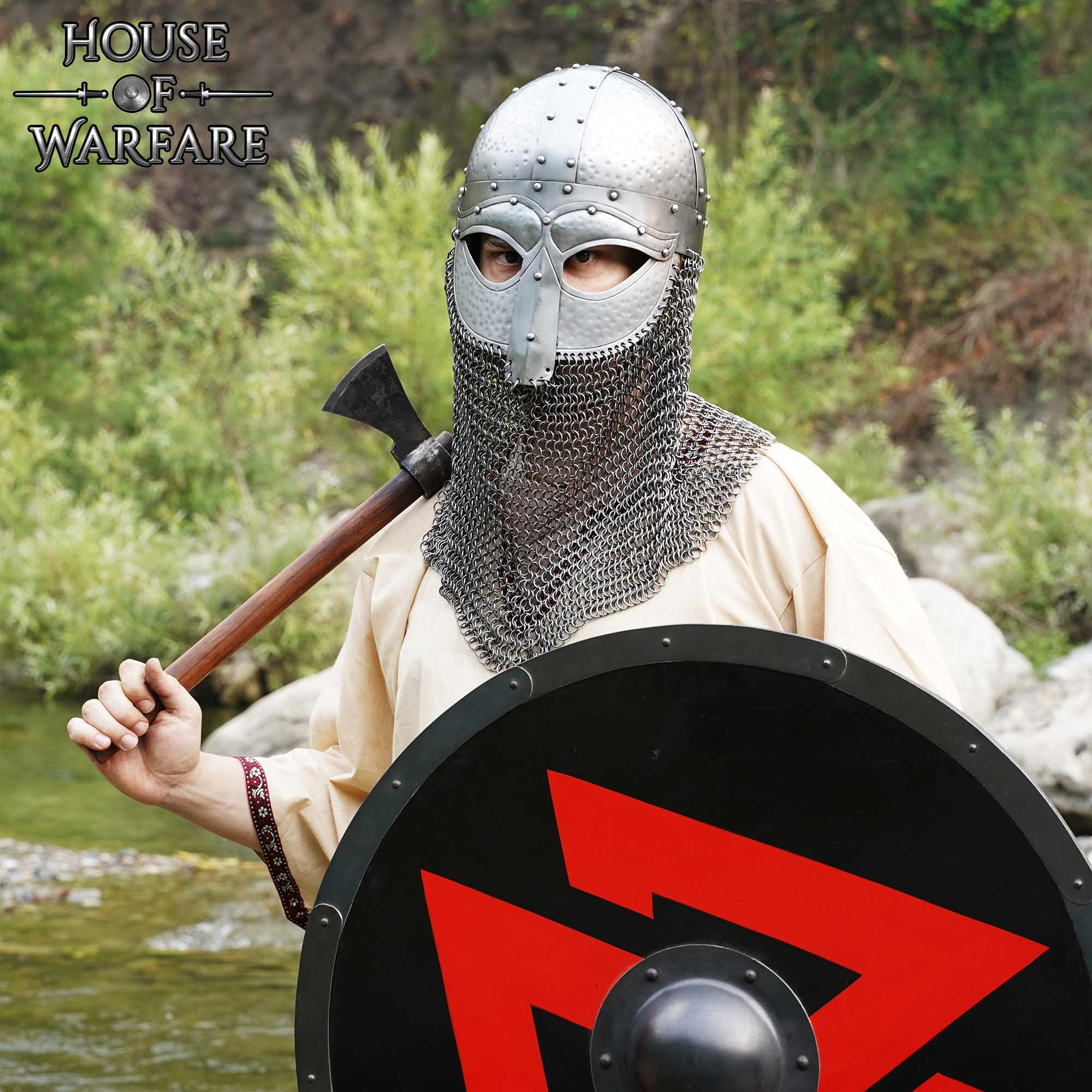 Casco Vikingo Forjado con Camail Butted Calibre 18 - Image 2