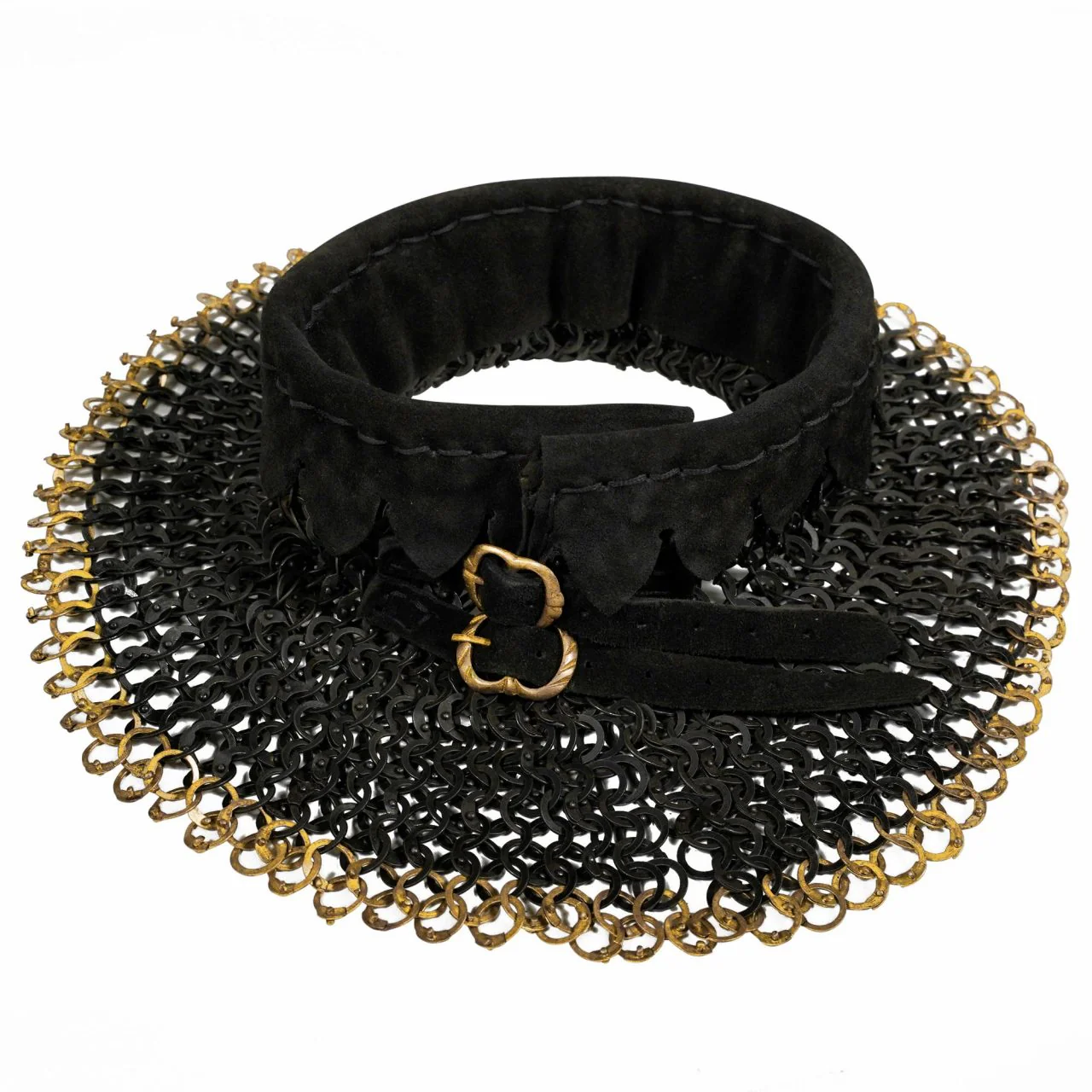 Chainmail Standard "the Black Knight Gorget" - 9mm Flat Ring Round Rivets With Sturdy Red Padded Lining And Solid Brass Closing System - Mild Steel - Ideal For Stage Combat & Reenactments - Padded Lining - Image 10
