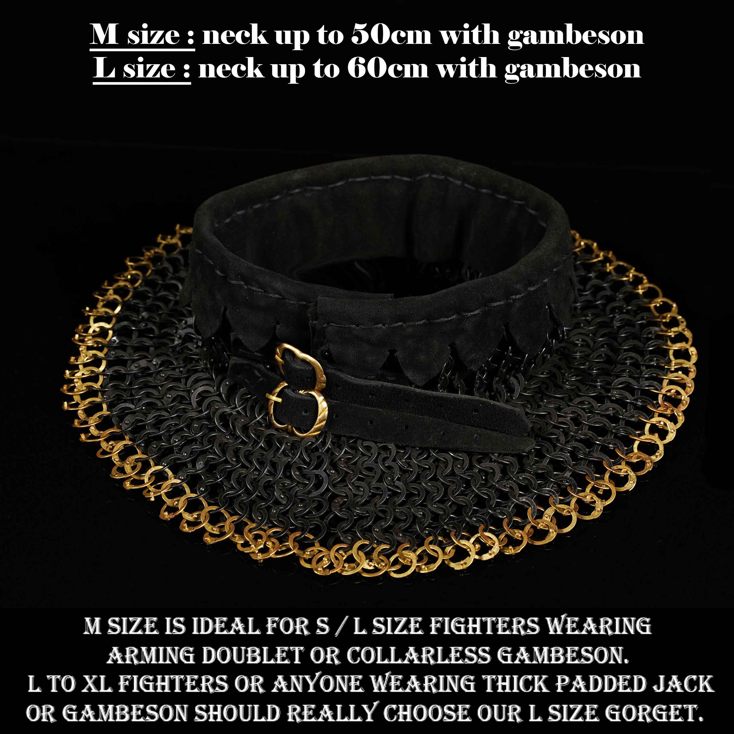 Chainmail Standard "the Black Knight Gorget" - 9mm Flat Ring Round Rivets With Sturdy Red Padded Lining And Solid Brass Closing System - Mild Steel - Ideal For Stage Combat & Reenactments - Padded Lining - Image 6