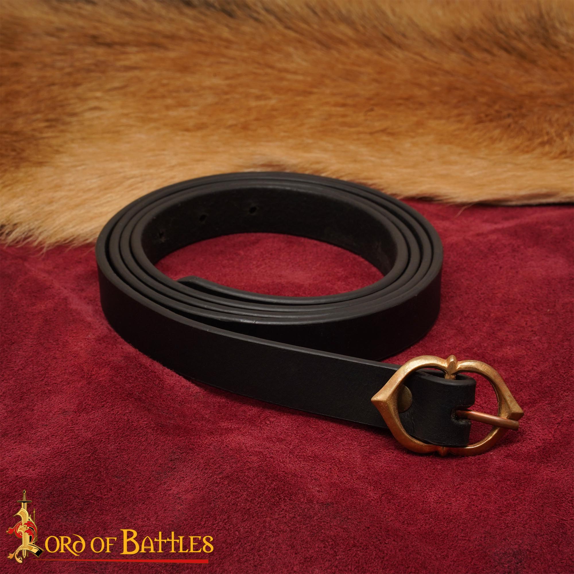 Cinturón Medieval de Cuero con Hebilla de Bronce Auténtico