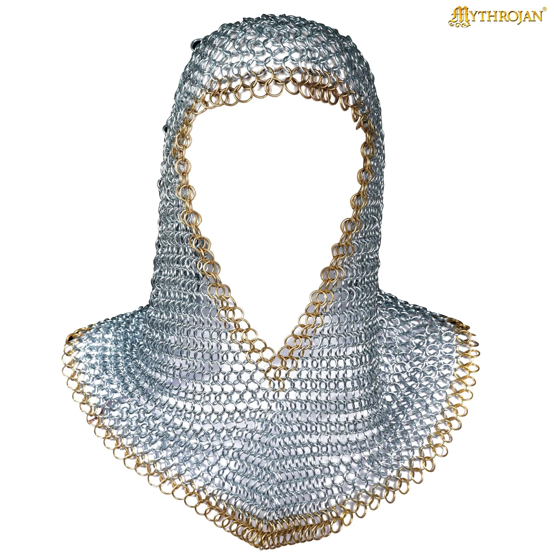 Cofia Medieval de Cota de Malla - Acero Dulce con Remates de Latón Macizo | Capucha Cincada para Sca, Larp - Image 13