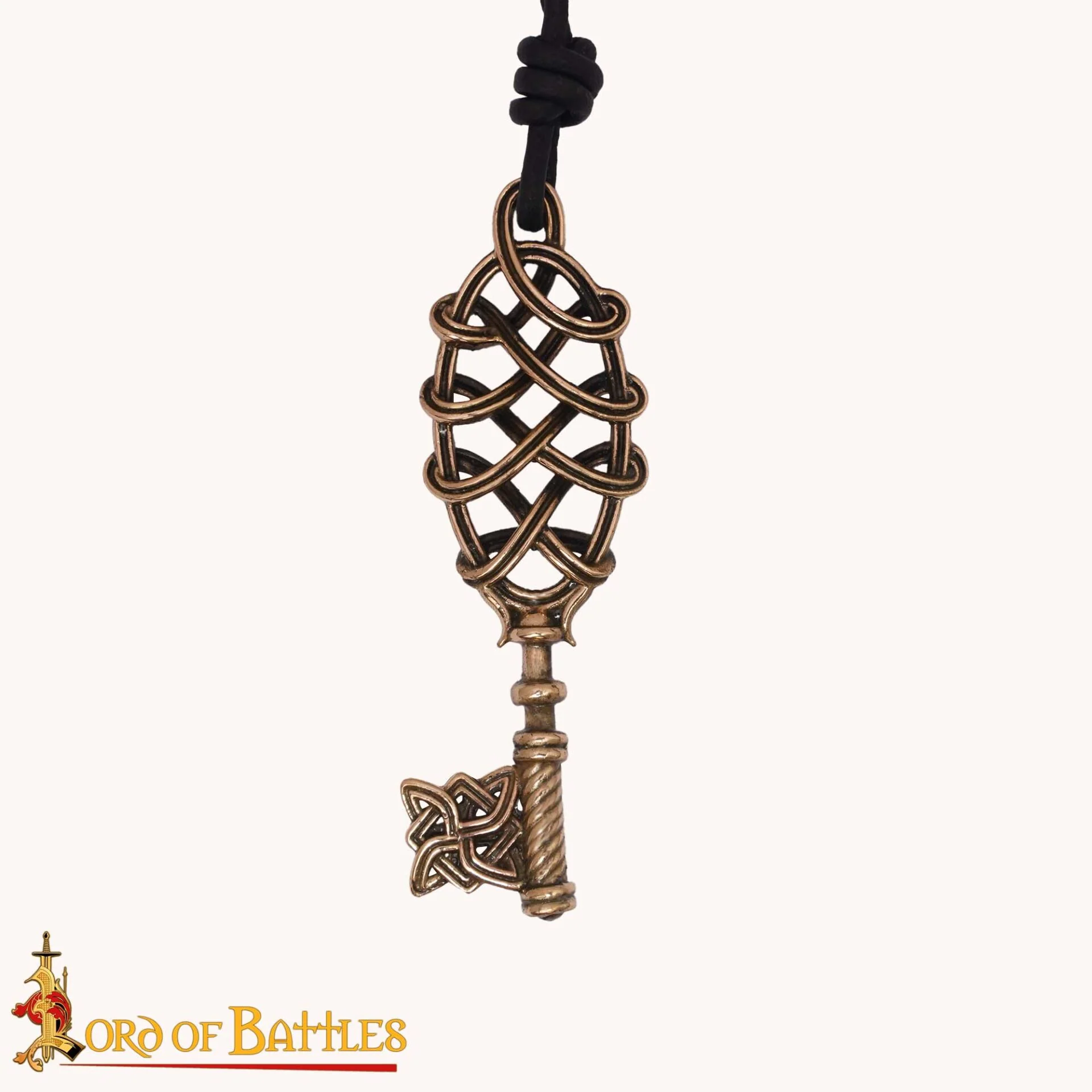 Collar Colgante Llave Vikinga de Bronce - Fundición a la Cera Perdida con Cordón de Cuero Ajustable - Image 7