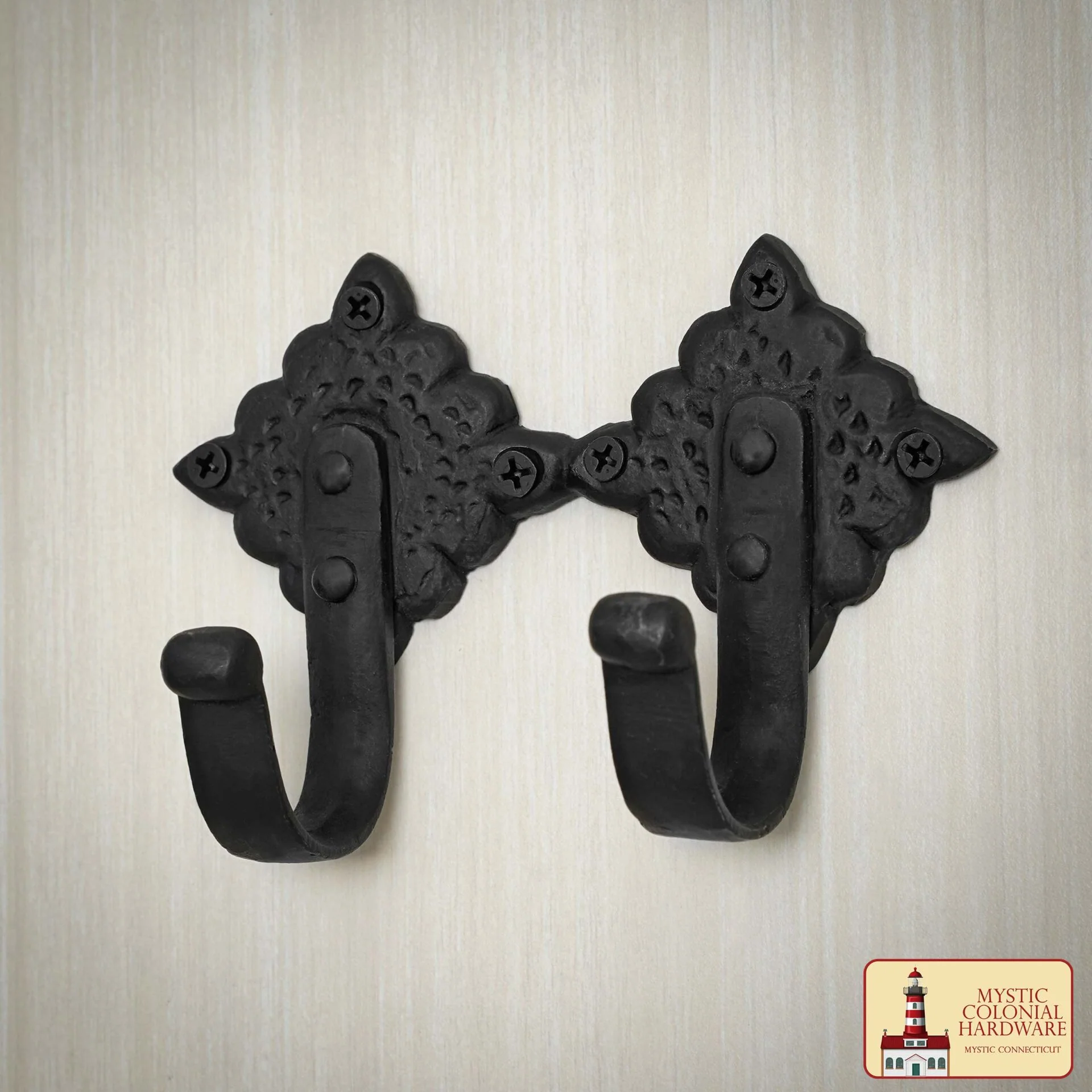 Colonial Wrought Iron Wall Hooks - Juego de 2 Ganchos Negros Decorativos Forjados a Mano - Image 6