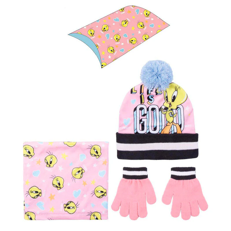 Conjunto Gorro Guantes Braga Cuello Looney Tunes