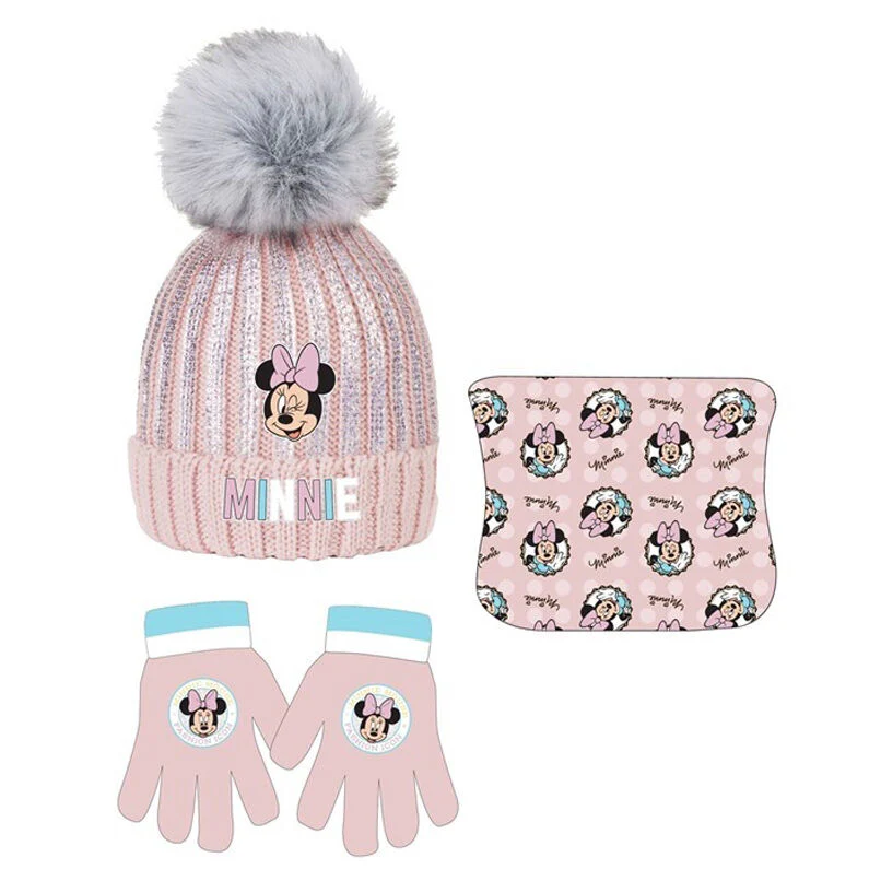 Conjunto Gorro Guantes Braga Cuello Minnie Disney