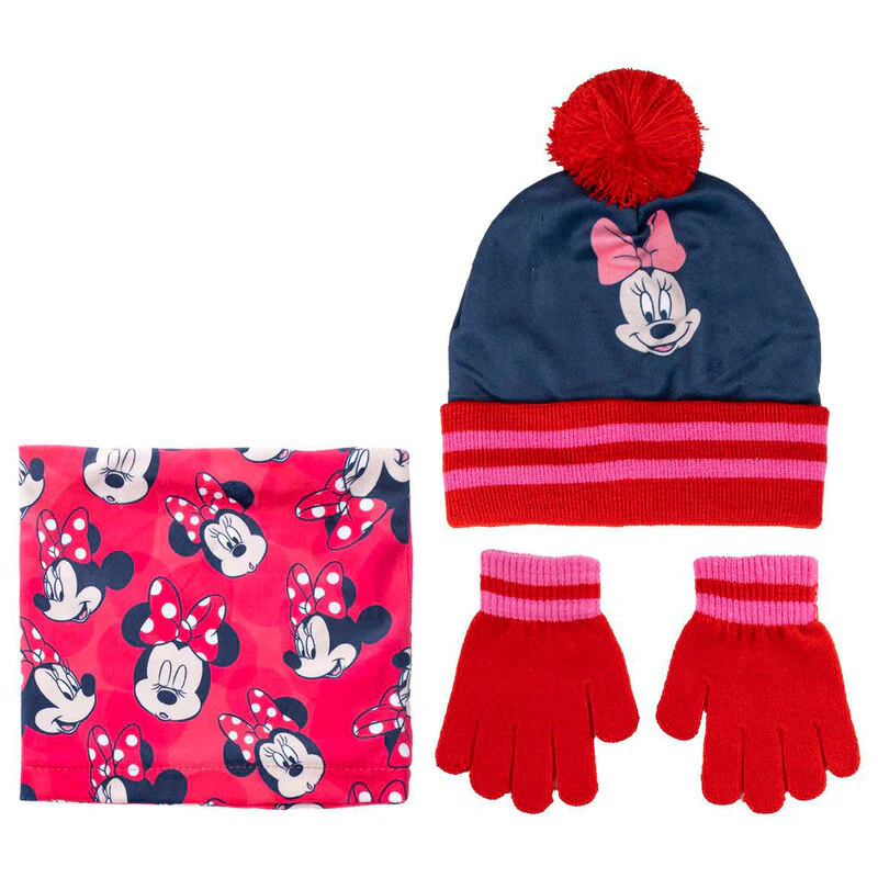 Conjunto Gorro Guantes Braga Cuello Minnie Disney 3