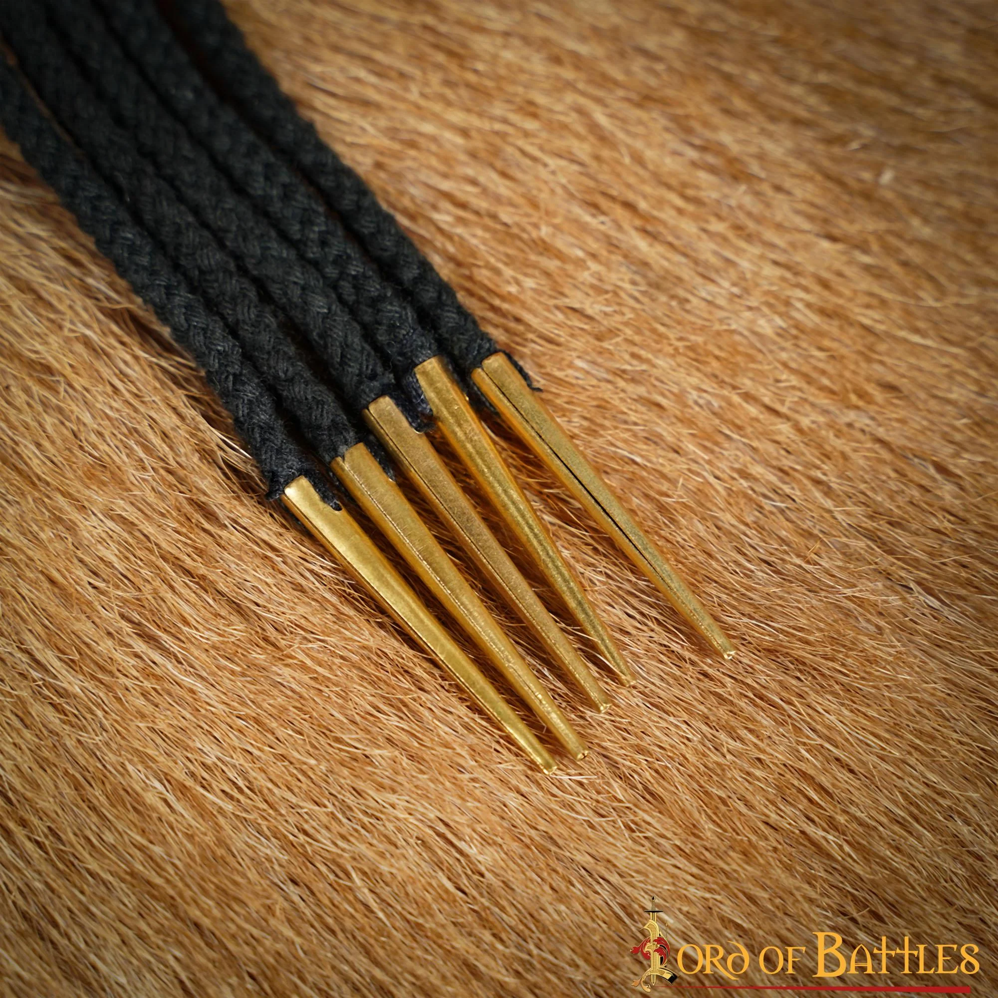 Cordones de Algodón Negro con Remates de Latón Macizo - Juego de 5 Corbatas Medievales - Image 7