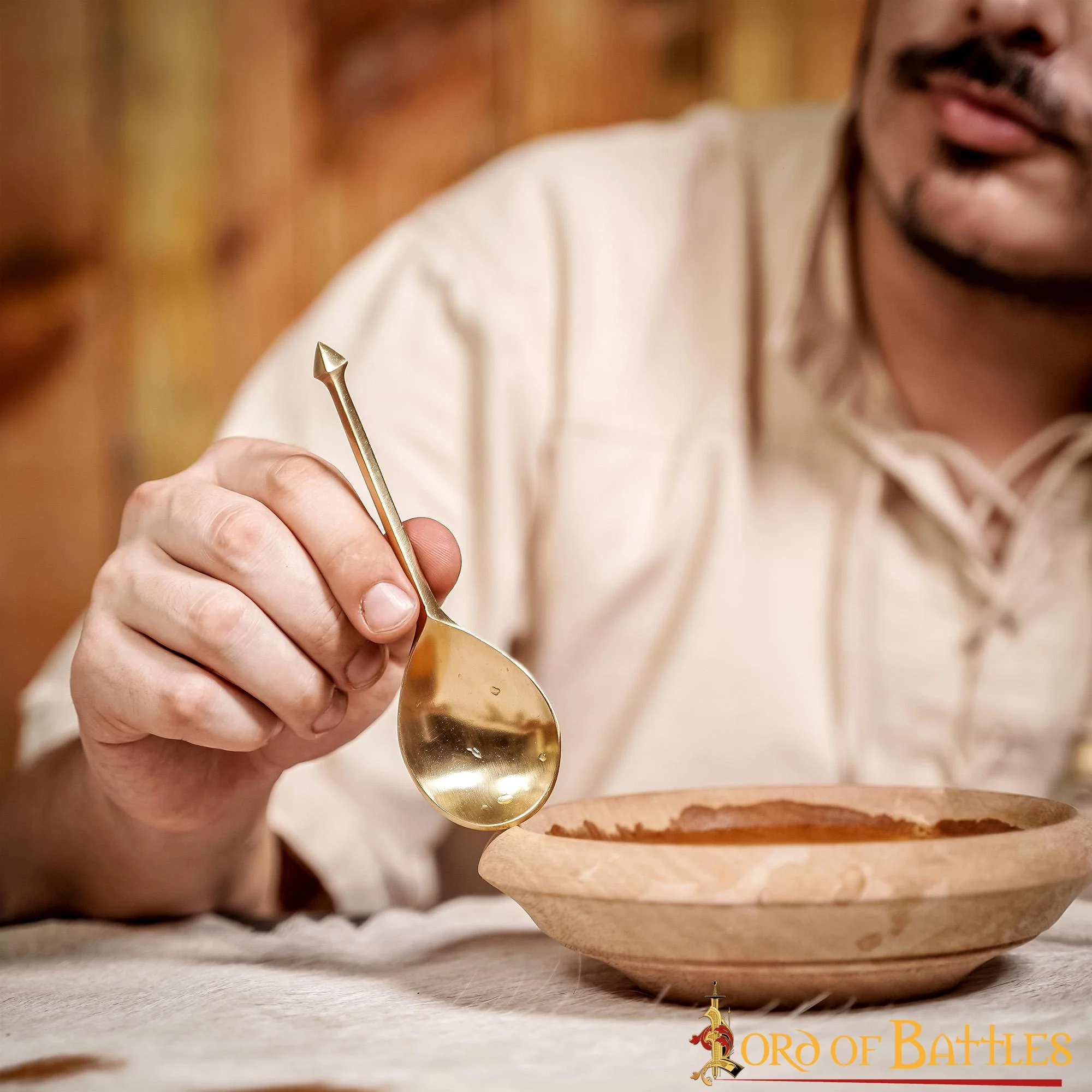 Cuchara Romana Cubertería Funcional de Latón Macizo Puro Juego de Dos Piezas - Image 9