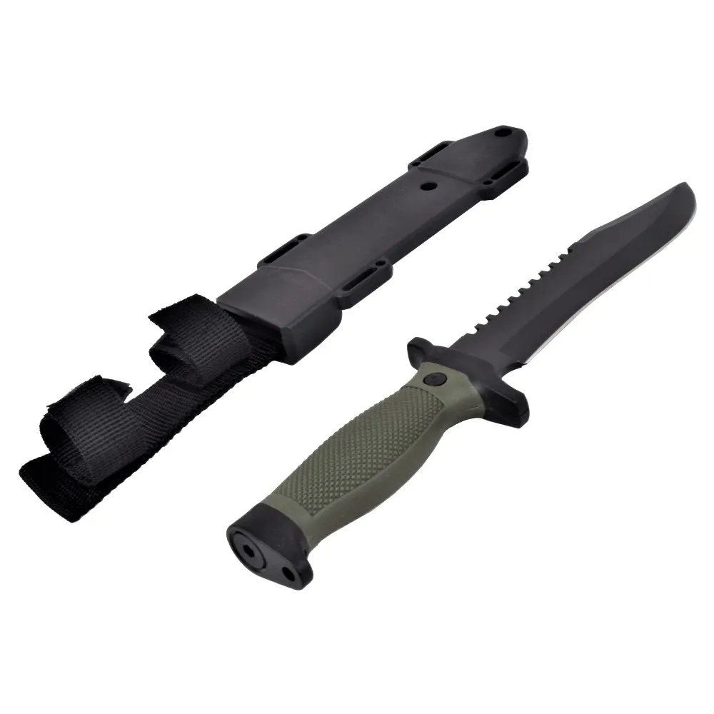 Cuchillo de Caza con Hoja Negra y Mango Engomado – Verde Oliva o Negro - Image 3
