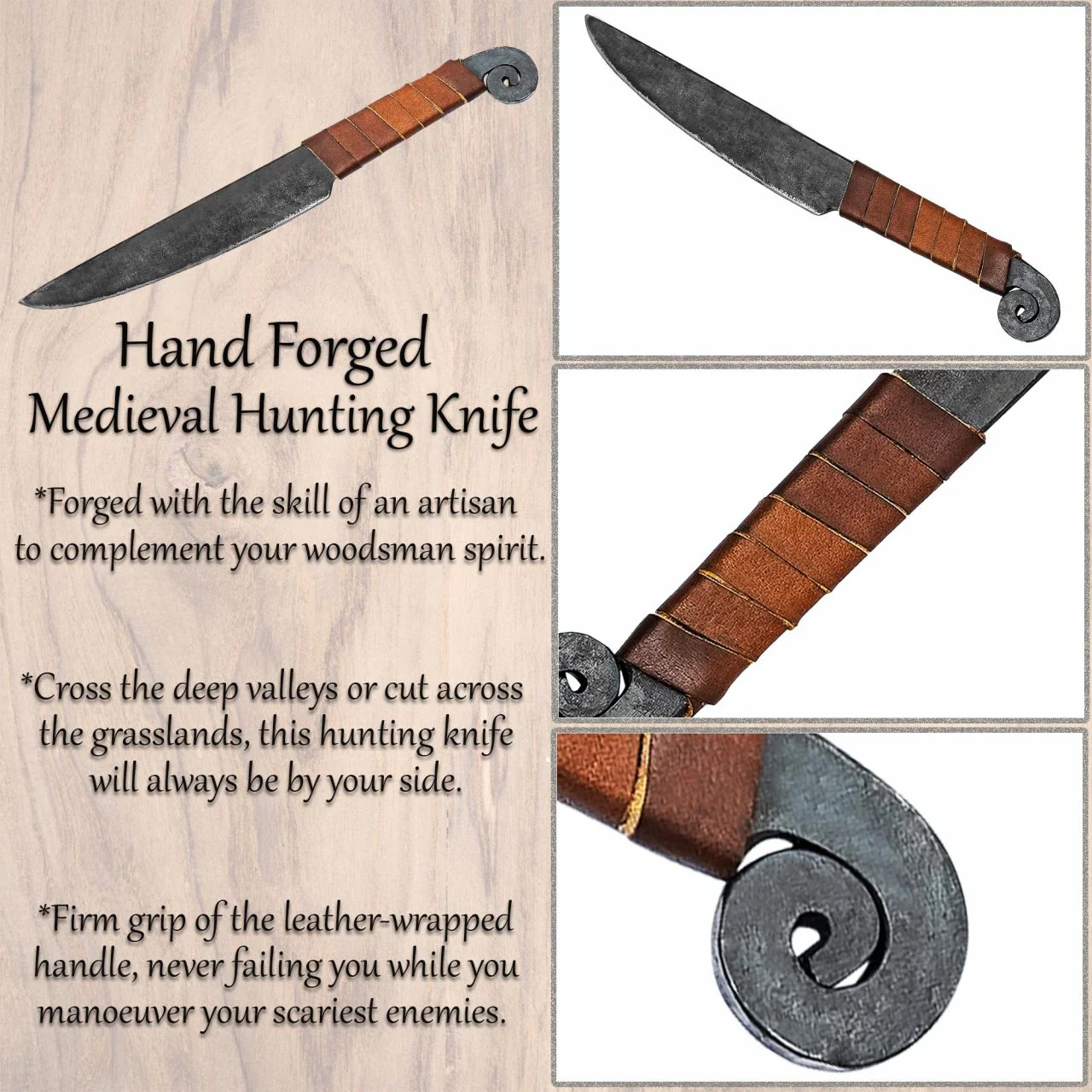 Cuchillo de Caza Medieval Forjado a Mano - Image 7