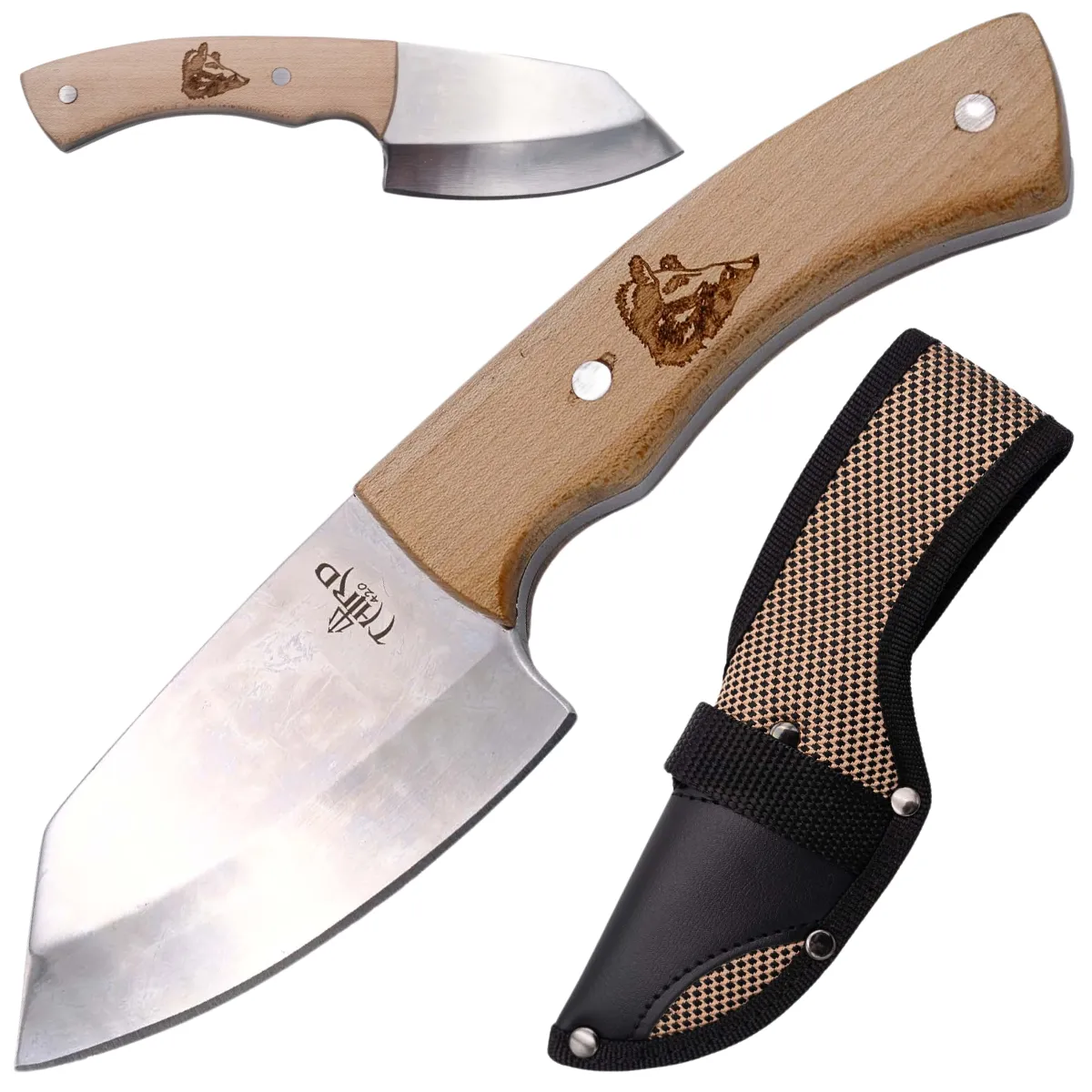 Cuchillo de Caza Third Acero 440 Brillo Espejo – Mango Pakkawood o Arce - Image 6